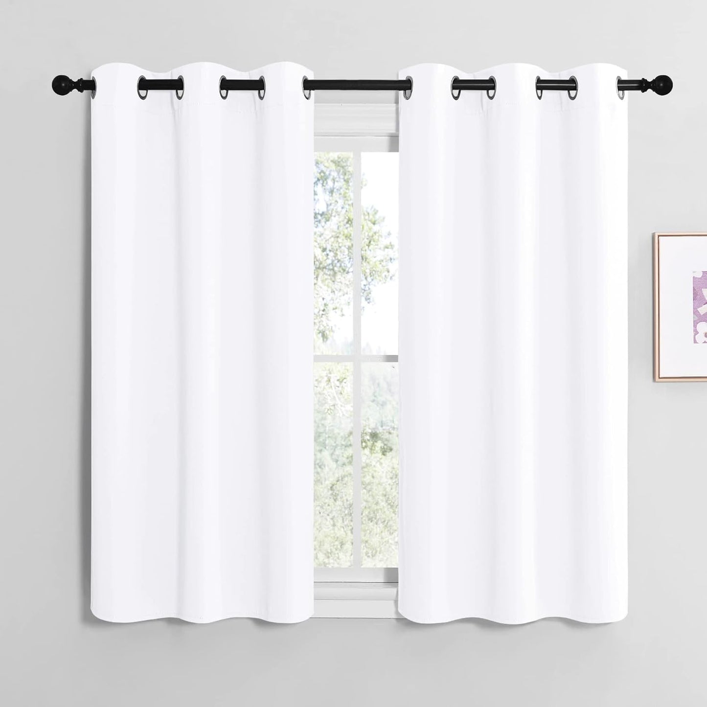 NICETOWN White Lightweight Curtain Panels - Non-Blackout Drapes for Bedroom & Dining Room | 42" W x 48" L (Set of 2)