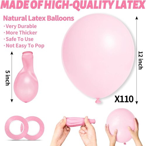 Light Pink Balloons by [Brand Name] - 12 Inch Latex Balloons for Birthday Parties & Baby Showers | 110 Pack