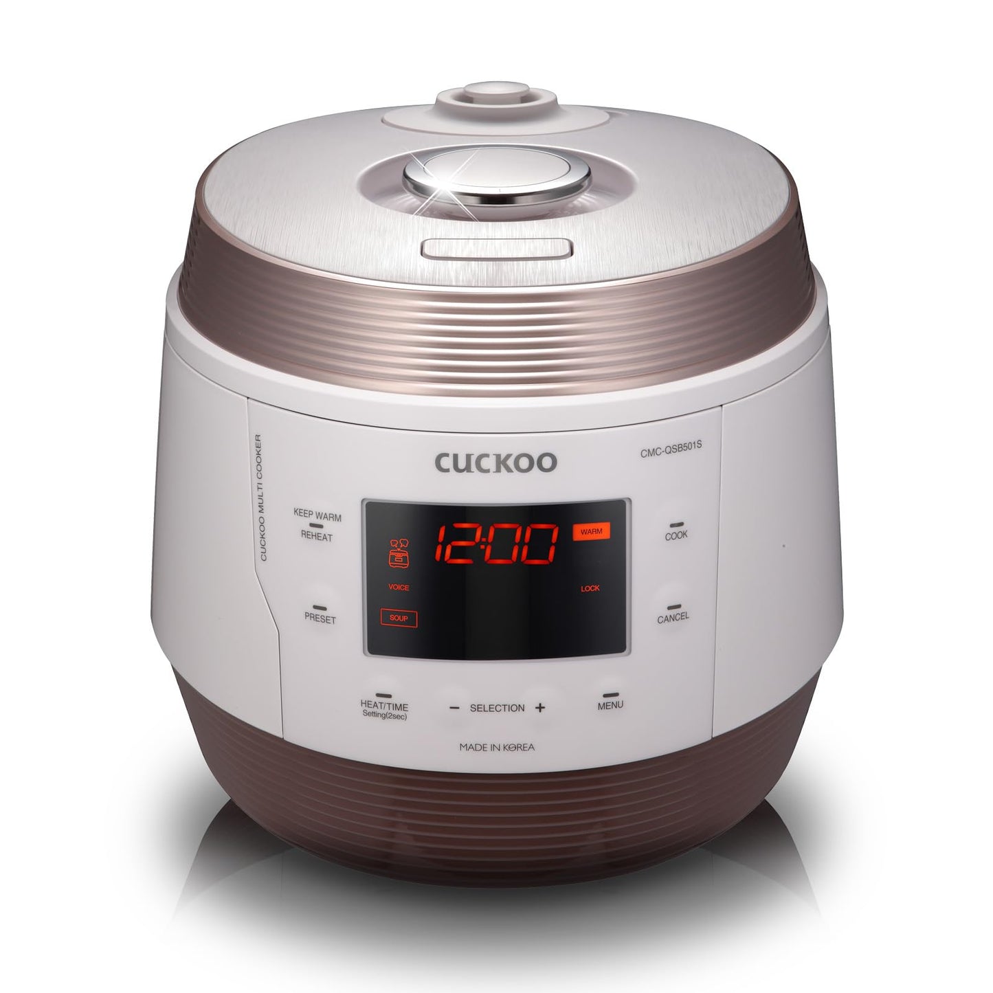 CUCKOO Electric Pressure Cooker 5QT, Versatile Slow Cooker with 10 Menu Options, High Pressure Food Steamer for Cooking, Instant Multicooker with Stainless Steel Non-Stick Inner Pot (CMC-QSB501S)