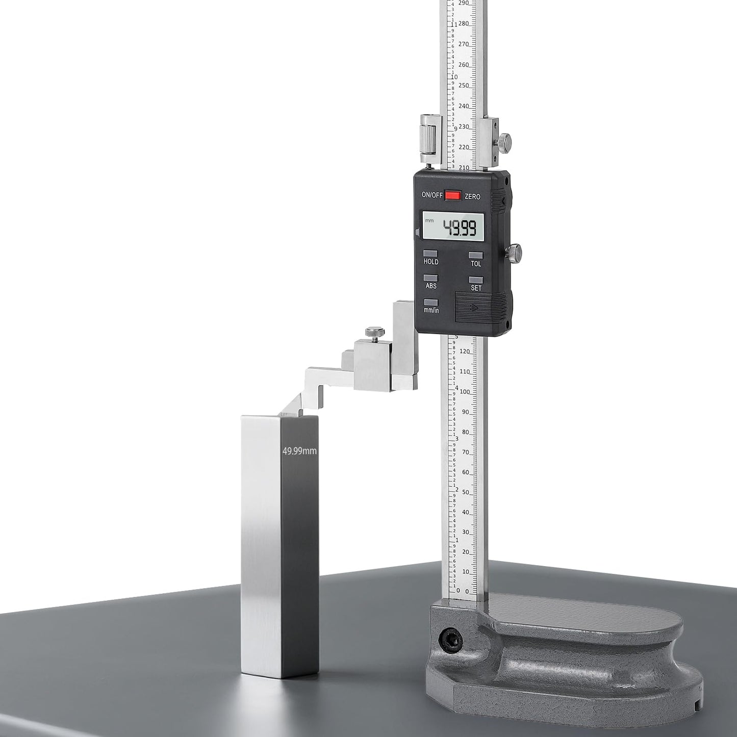 Mxmoonfree 12" (300mm) Digital Height Gauge, 0.0005" Resolution, Heavy-Duty Cast Iron Base with Micro-Adjustment, ABS/INC Modes, Includes Carrying Case & Batteries