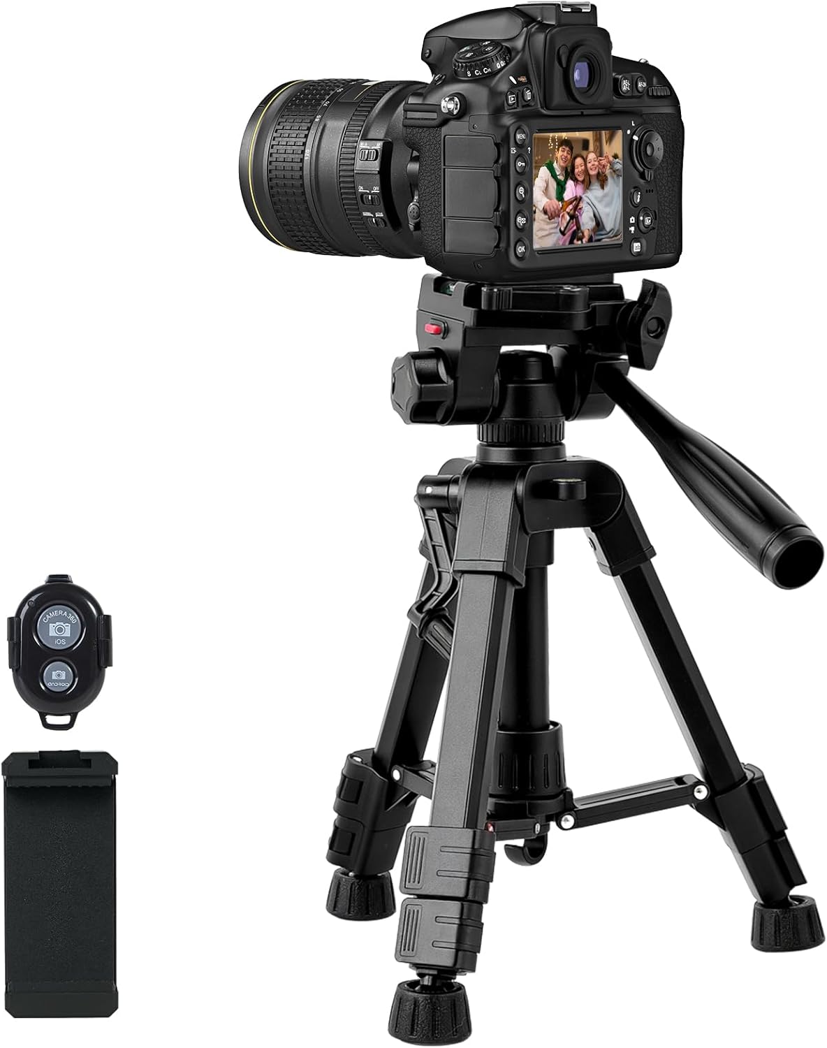 Kalofaye 25" 3 Mini Tripod for Camera & Phone, Aluminum Alloy Portable Tabletop Tripod with Way Pan Tilt Head, Handle
