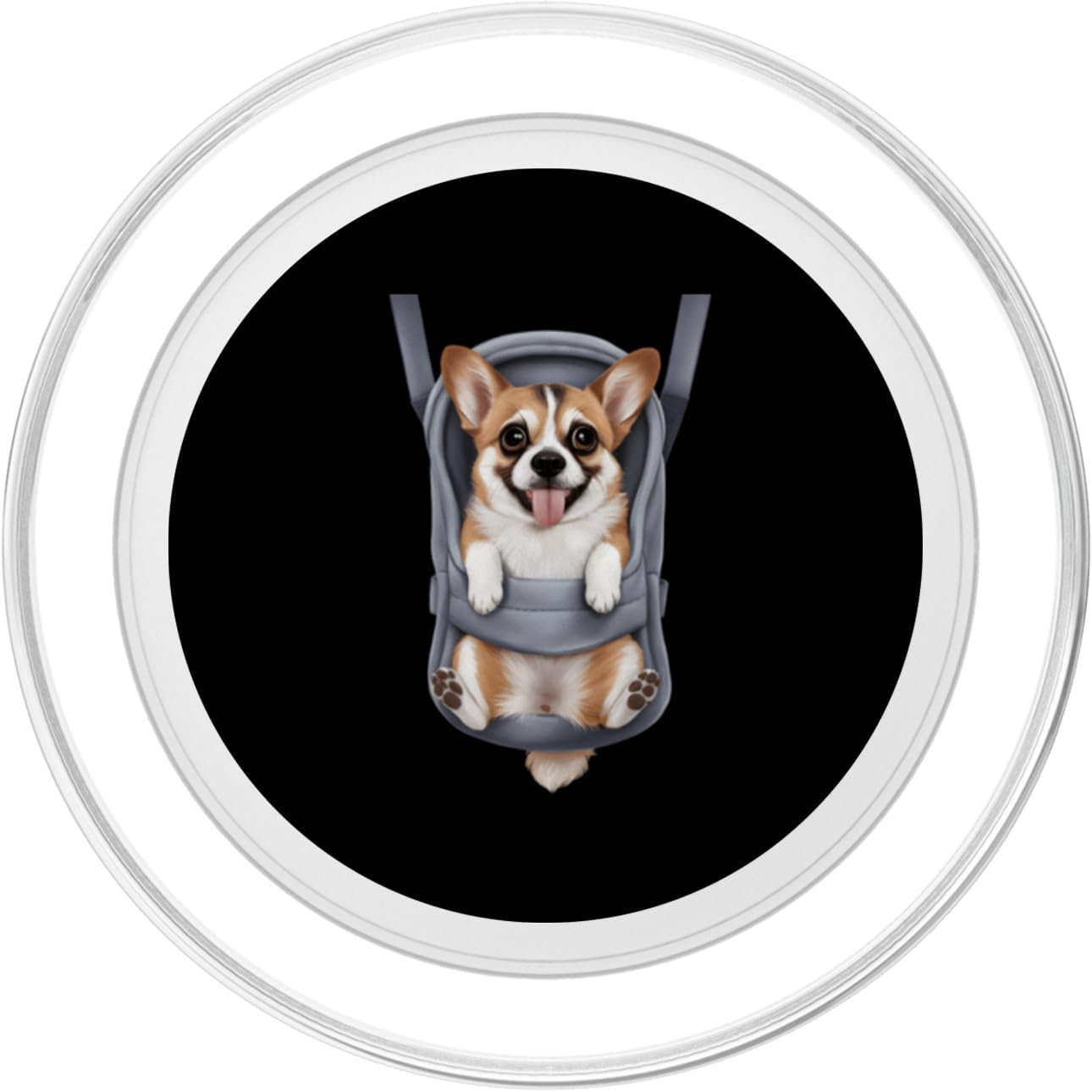 Corgi Puppy Lover PS Funny Corgi Puppy In A Baby Carrier. Dog Lover PopSockets PopGrip for MagSafe