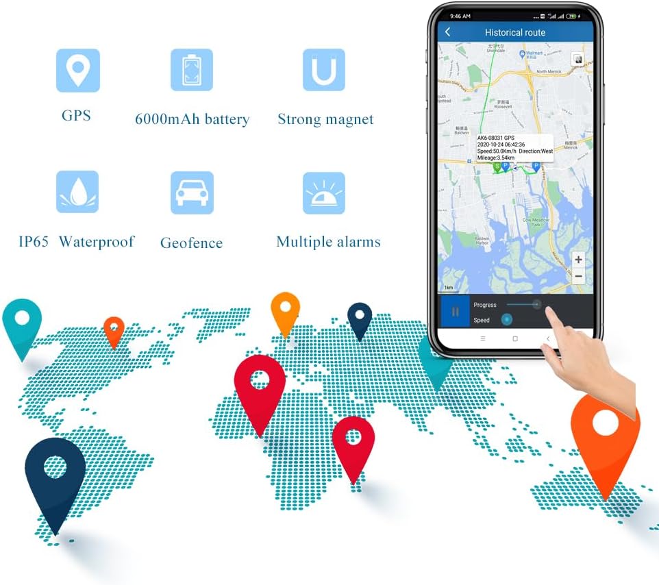 Reiwour (5000mA) Magnetic GPS Tracker for Vehicles Tracking Devices for Cars Hidden Long Battery Life Car Tracker