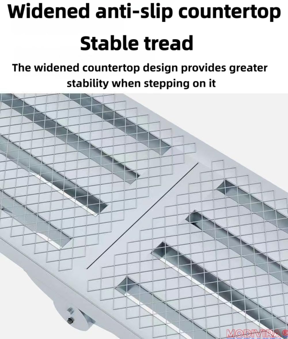 Modivira Folding Scaffolding with Adjustable Heights Heavy Duty Portable Steel Ladder with Non-Slip Feet for roof Cleaning Paint Home Improvement (A,62.99" * 15.75")