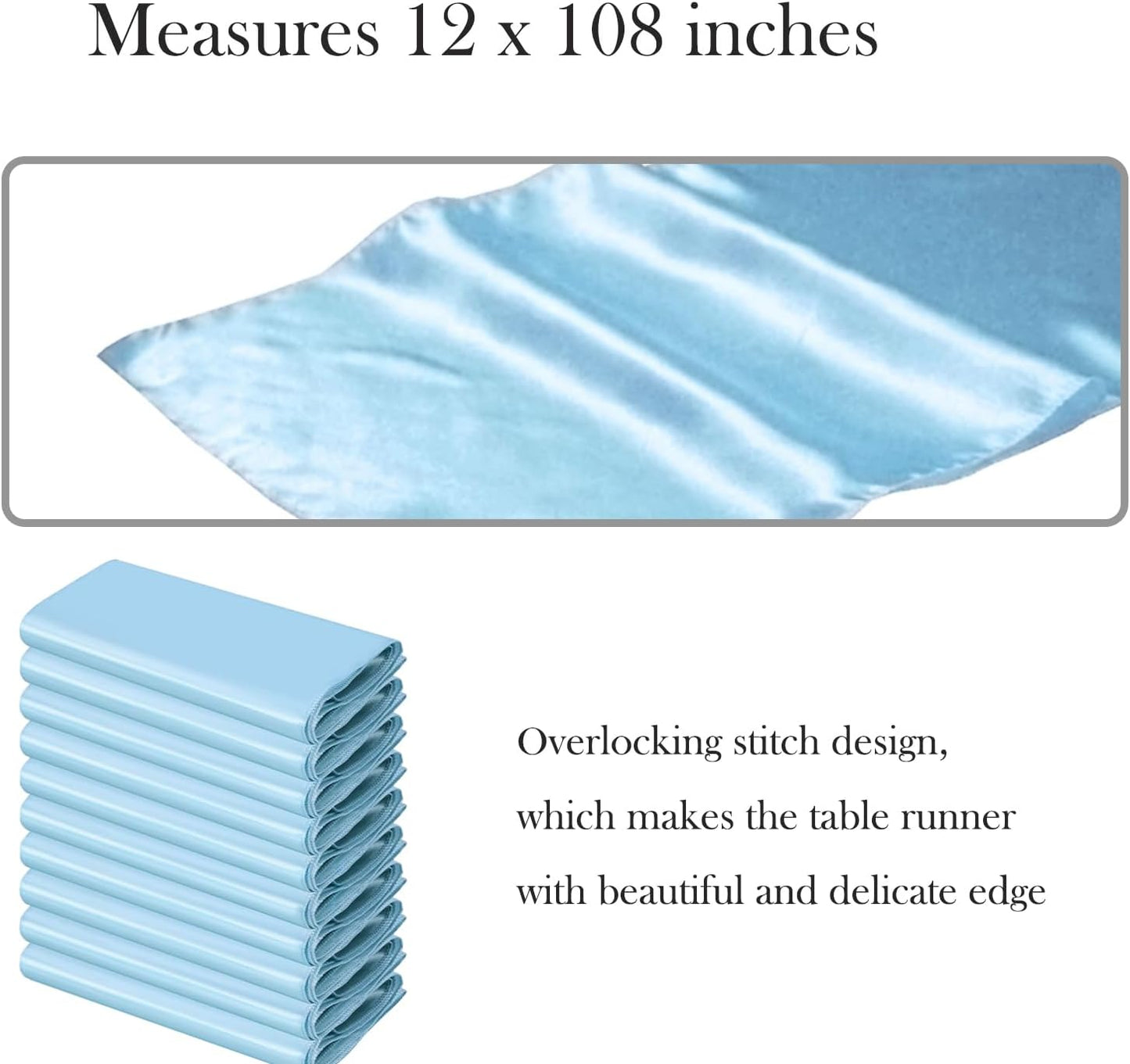 Skiennix Baby Blue Satin Table Runner - 12 x 108 Inches for Weddings, Parties & Events
