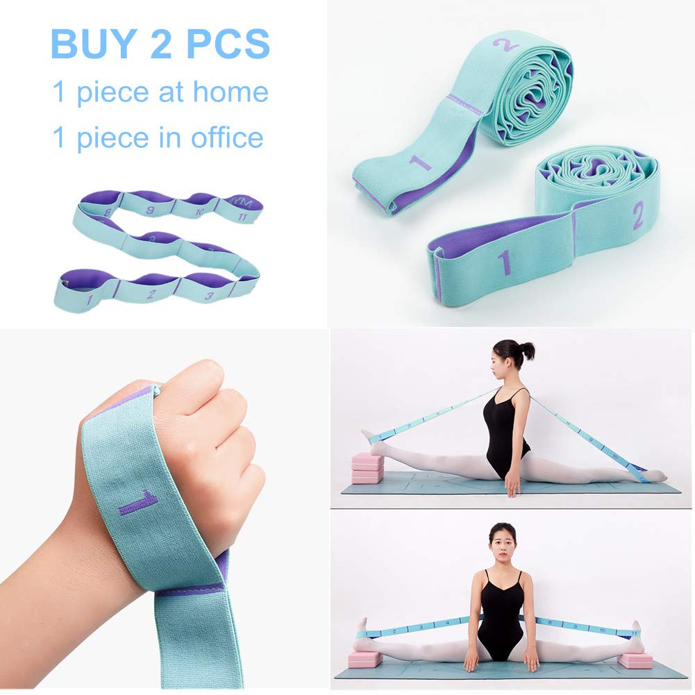 Meishen Nitpicker Stretching Straps Hamstring Stretcher Device Elastic Exercise Band Yoga mat Carrying Straps Leg Exercise Equipment Stretching Strap with Loops for Flexibility Stretch Strap 11 Loops