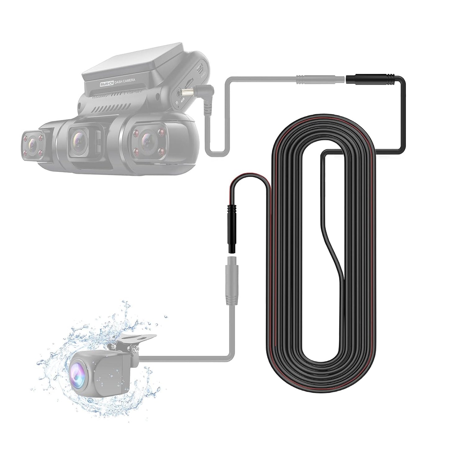 18ft D90/D90-4CH-MINI/J20/J30/H5 PRUVEEO Rearview Camera Extension Cable for Dash Cam, Car Recorder Reverse Backup