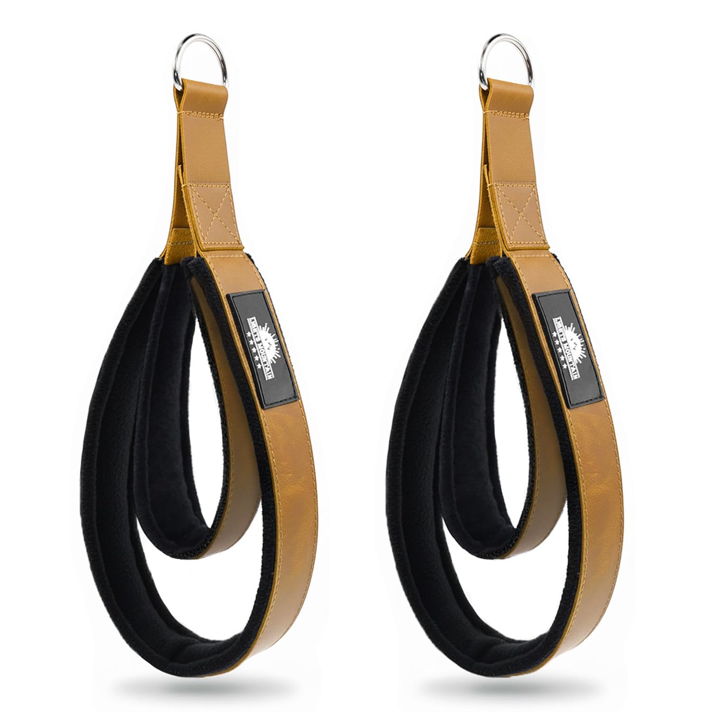 Lights Mountain Leather Pilates Double Loop D-Ring Straps - Soft Fleece Lined for Reformer, Dual Loops for Hands & Legs, Home & Studio Gym Accessories