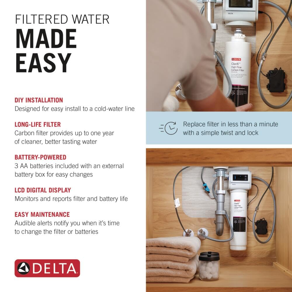 Delta Clarifi High Flow Under Sink Water Filter System, Water Filter for Kitchen and Bathroom Sink Faucet, DWQ3501510
