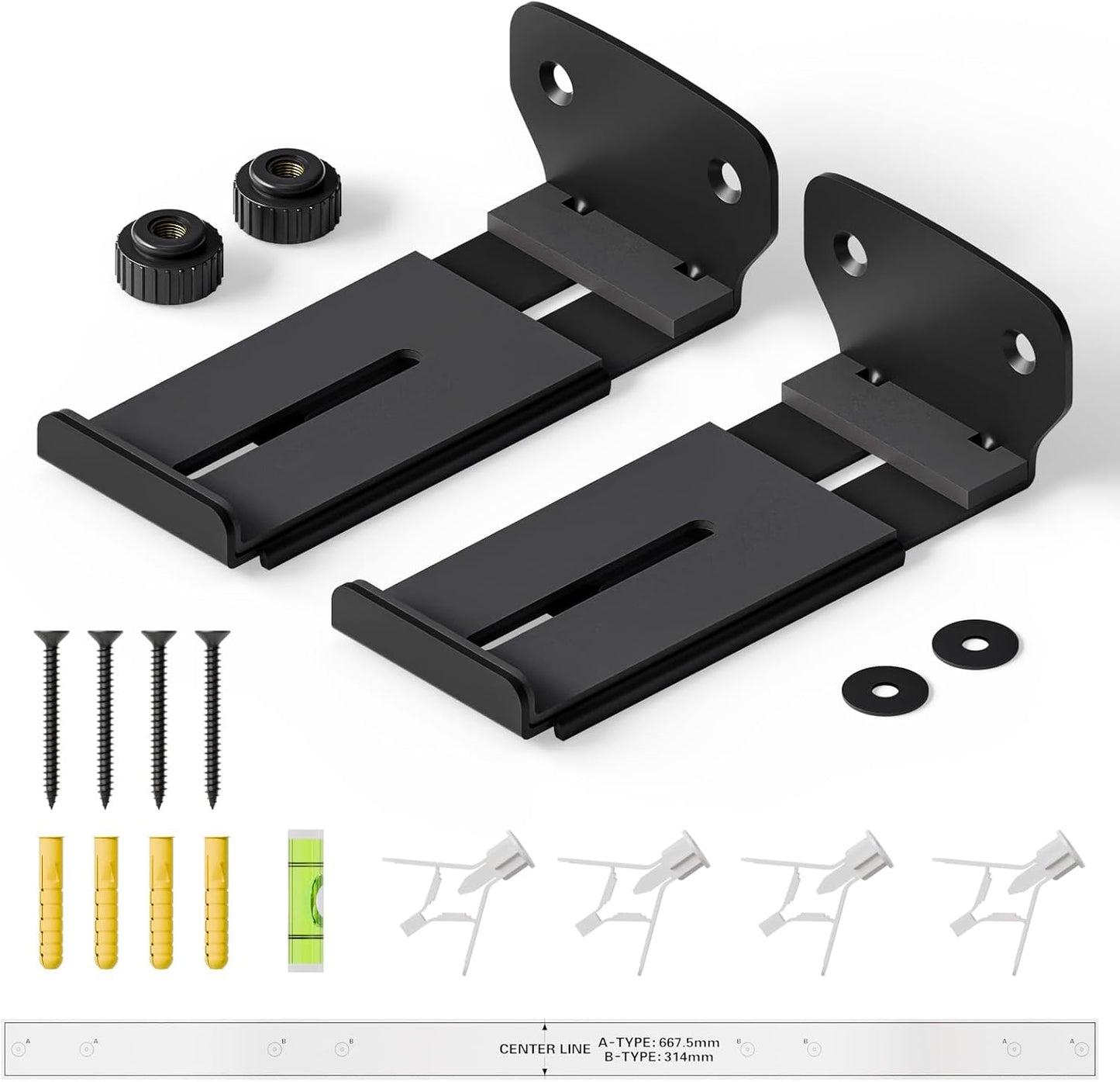 AONAYIOA 4.1"-6.3",Hold 40 lbs Soundbar Wall Mount Bracket with Anti-Scratch Foam Pads for Samsung, LG, Sony, Vizio