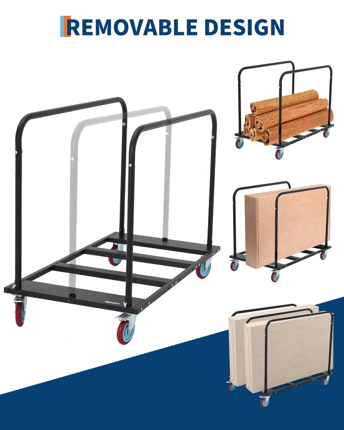 EliteEdge Folding Table Cart, 1800 LBS Capacity Heavy Duty Table Dolly with 5" PU Swivel Wheels, Adjustable Drywall Dolly Cart with Locking System for Party, Event, Hotel, Warehouse