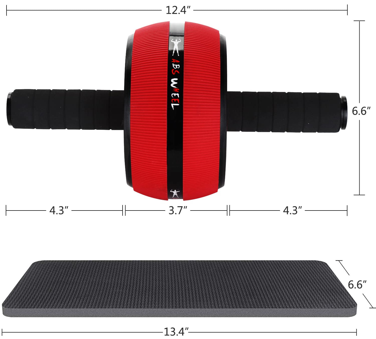 Bssay Ab Roller Wheel, Abs Workout Equipment for Abdominal & Core Strength Training, Exercise Wheels for Home Gym Fitness, Wider Ab Machine with Knee Pad Accessories Red-no resistance rope