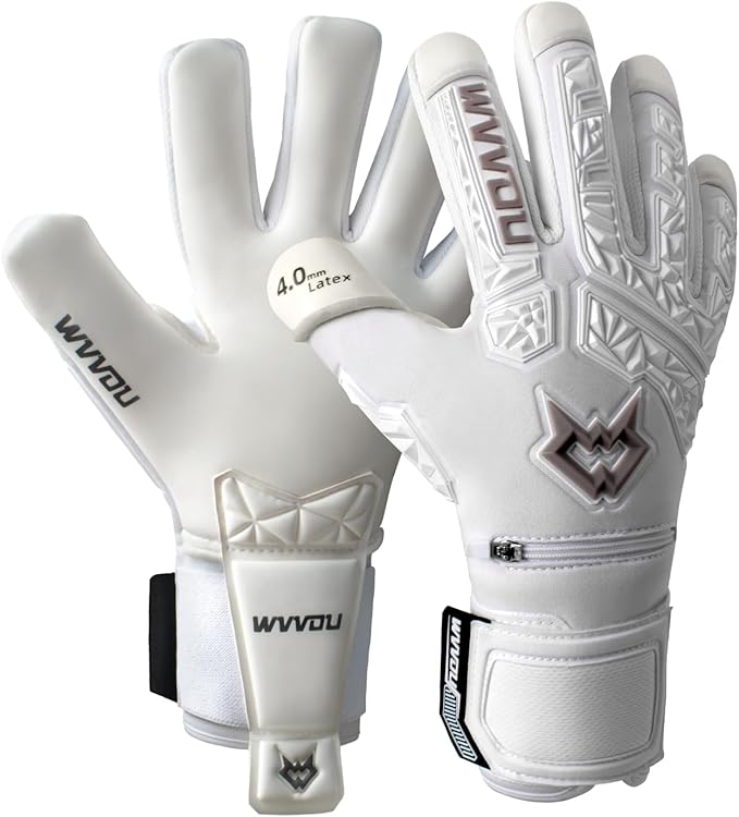 WVVOU Soccer Goalie Gloves for Adults and Youth, High Performance Goalkeeper Gloves with 5 Detachable Finger Saves, Soccer Gloves with 4mm Sticky Latex Palm