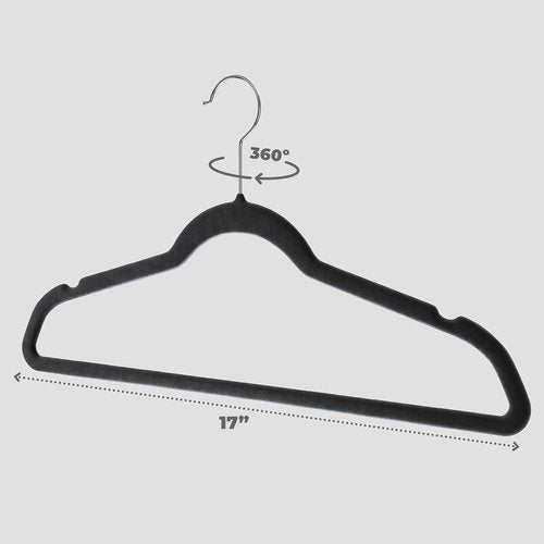 Home-it Premium Velvet Hangers - Heavy Duty Non-Slip Black Suit Hangers | 50 Pack with 360° Hook