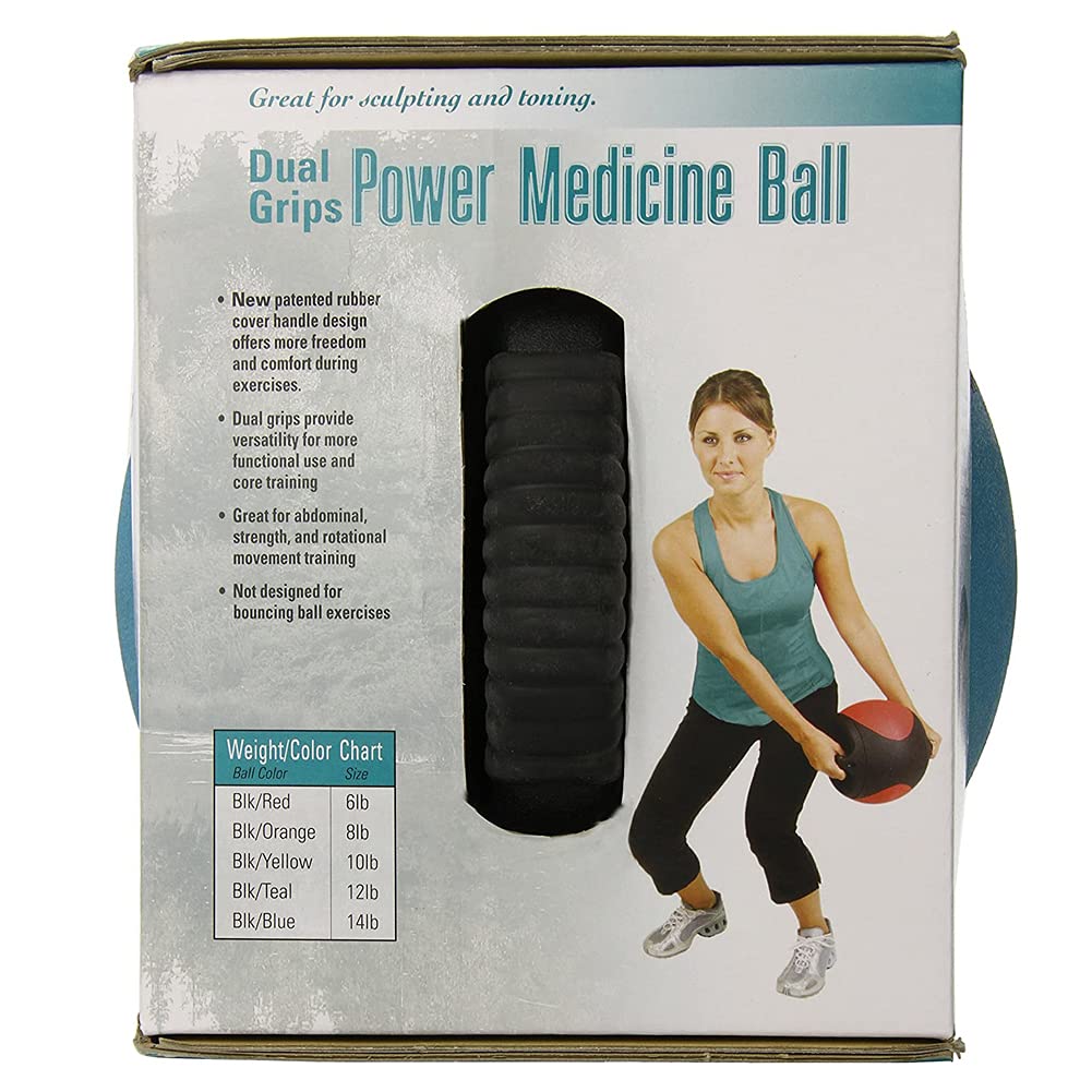 Aeromat Dual Grip Power Medicine Ball, 9cm/12-Pound, Black/Teal