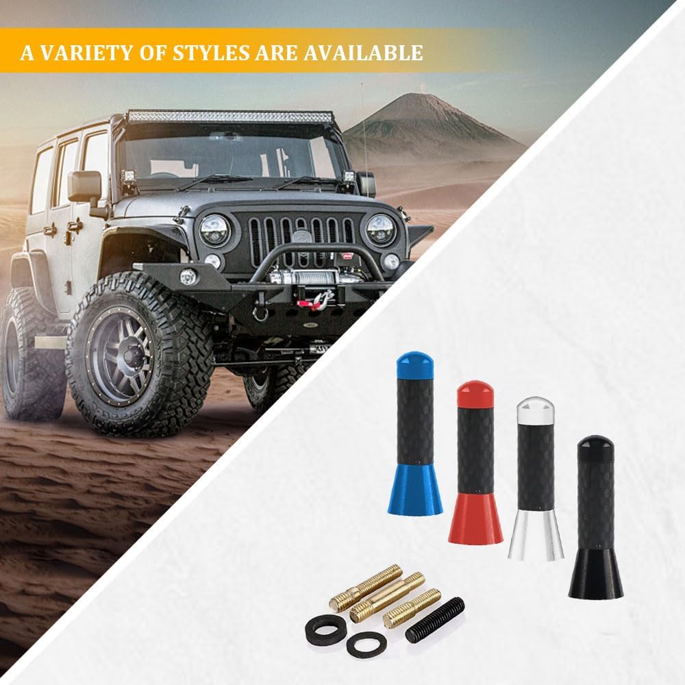 RGOAANC 1.37 inch 1.37 inches) Car Short Antenna, Antenna for Truck, Carbon Fiber A ntenna Kit with Screws, Universal