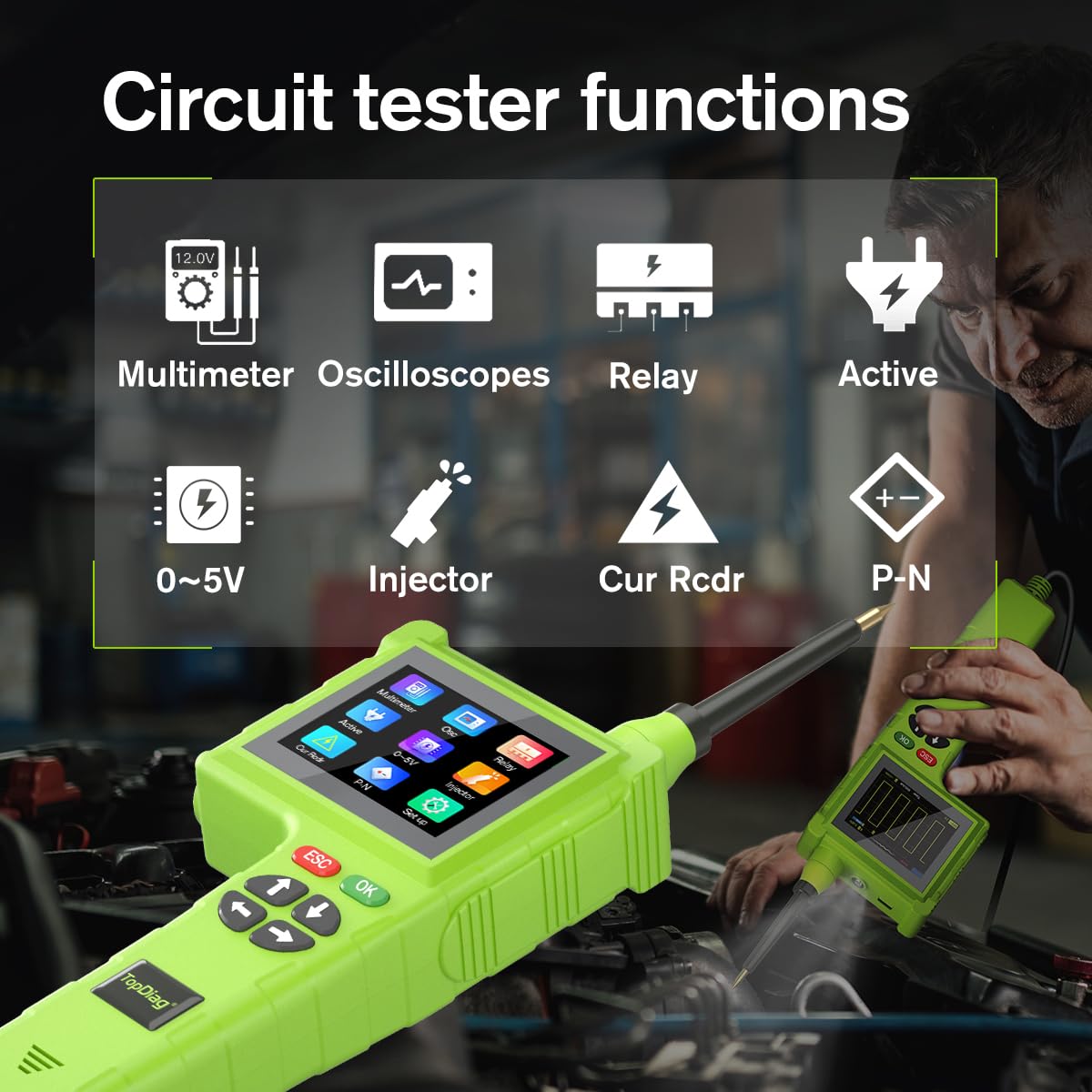 TopDiag P200 Pro Automotive Electric Circuit Tester Power Probe,Supports All Vehicle Electrical Systems(P200 Pro)