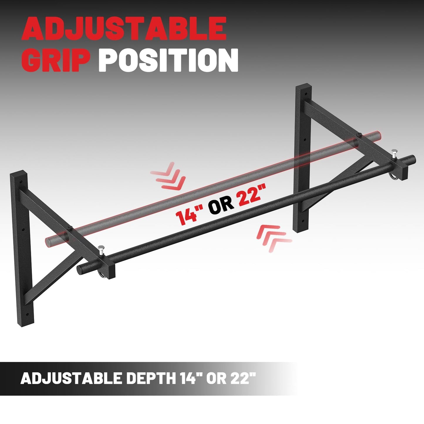 PAPABABE Wall Mounted Pull Up Bar, Chin Up Bar, Strength Training Pull-Up Bars Chin Up Bars for Home Gym, 500LBS Weight Capacity (Black 52 inch)