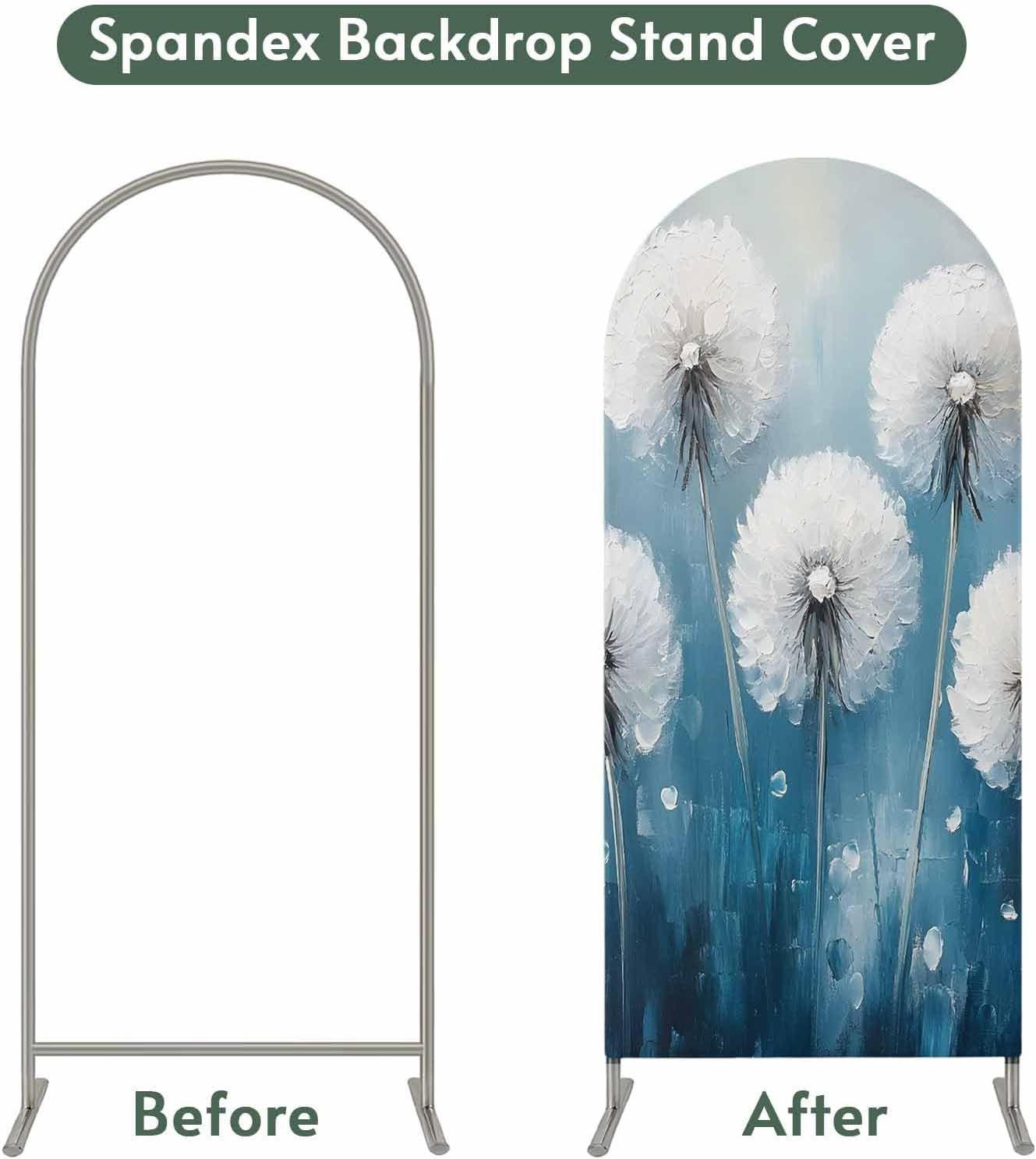 Jnbasdffb 7.2 White Spring Floral Wedding Arch Cover,Stretchy Spandex Arch Backdrop Stand Covers FT,Blue Modern Oil