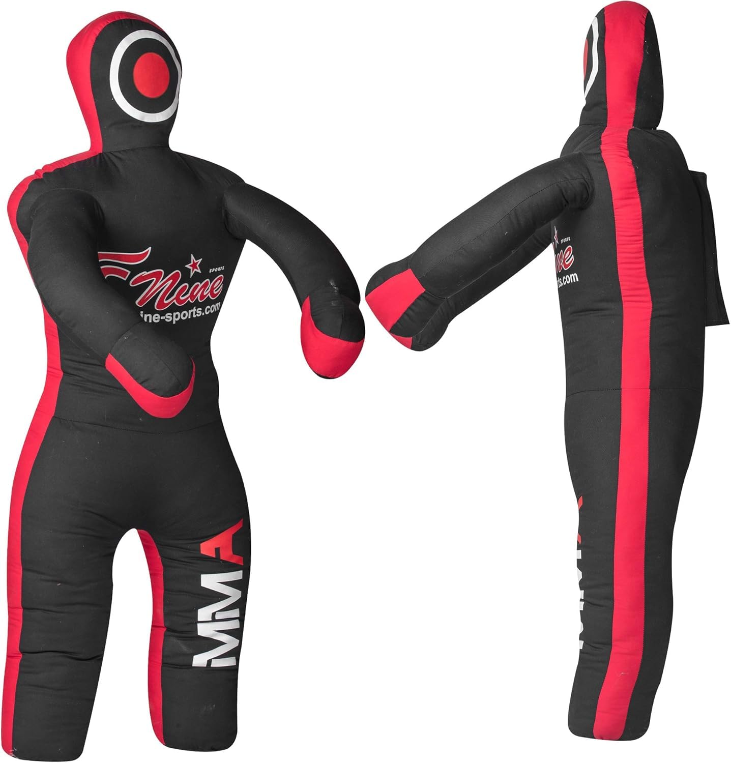 MMA Grappling Dummy, for Judo, Wrestling, Brazilian Jiu Jitsu, Submission and Throwing UNFILLED Canvas Bag (Black Red, 47 Inches (4 feet))