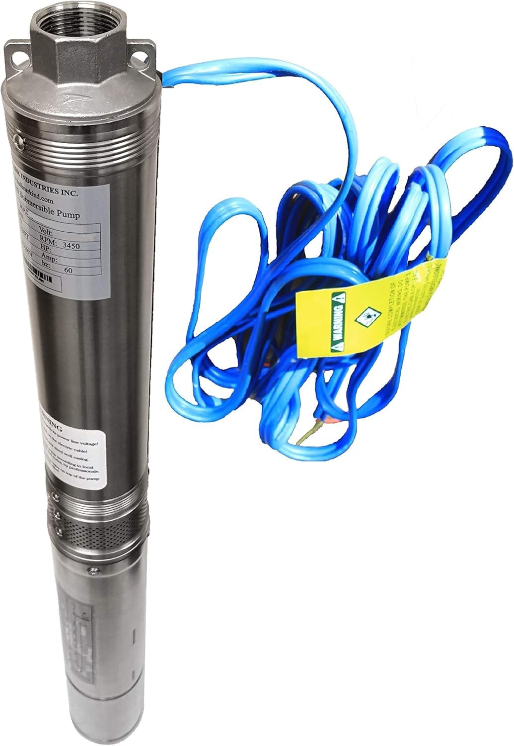 Hallmark Industries MA0419X-12A Deep Well Submersible Pump, 2 HP, 230V, 35 Gpm, 420 feet, Stainless Steel