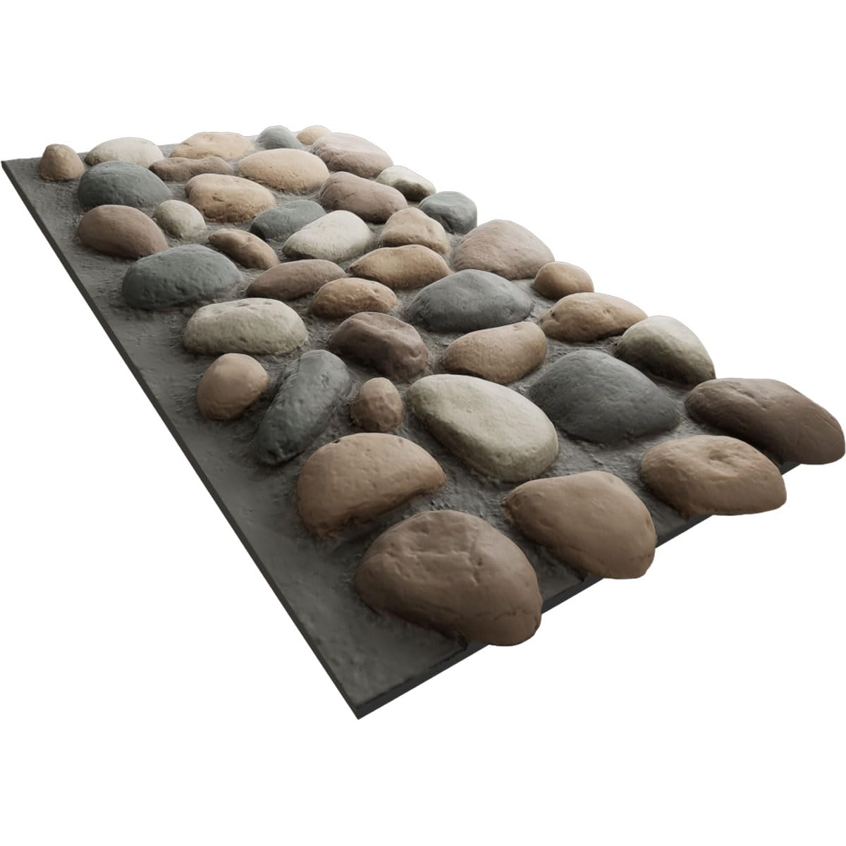 EverStone River Rock Faux Rock Panel, 49"W x 24 3/4"H x 3"D, Pebble Mix Color