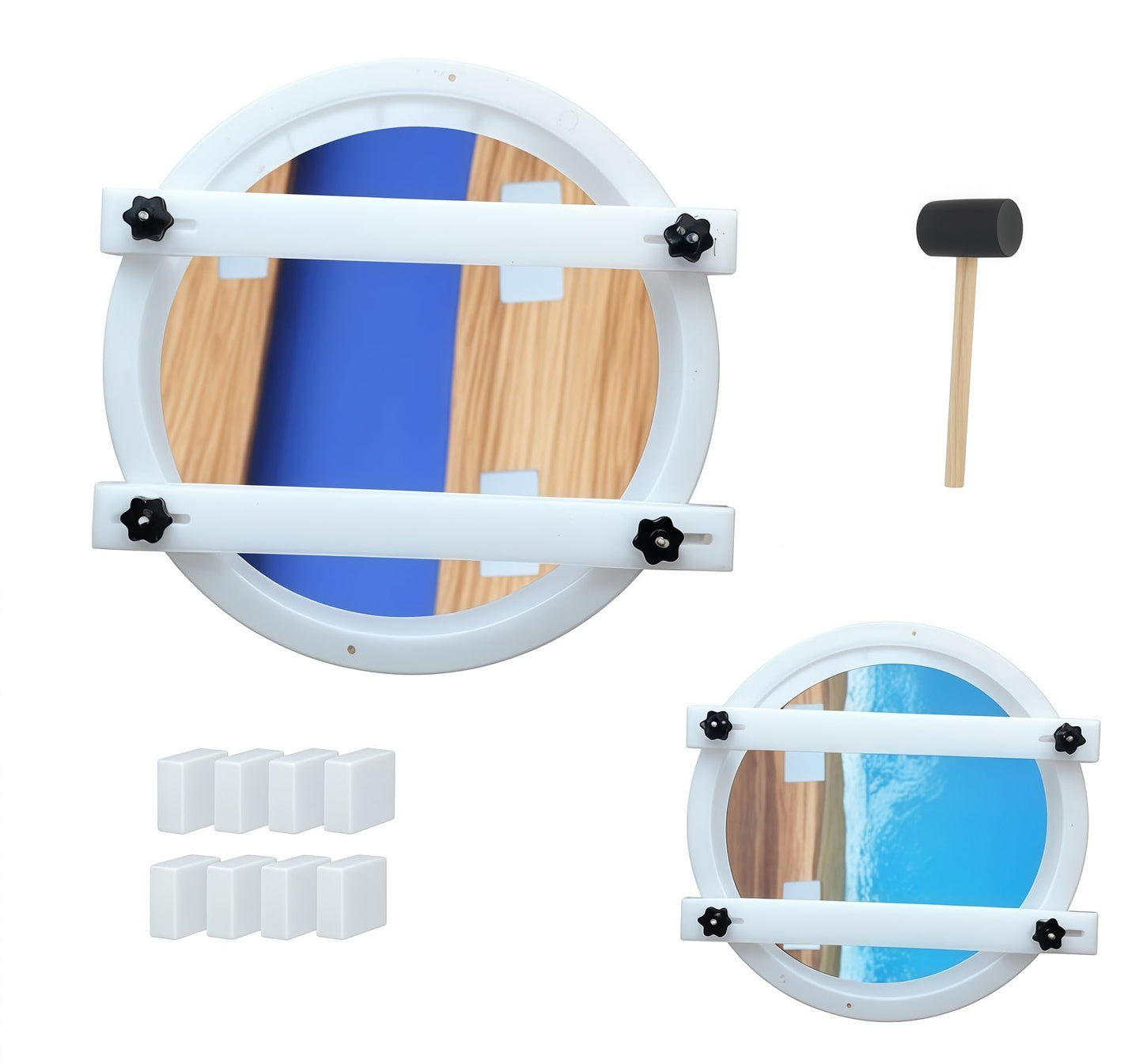 2Pcs Extra Large Round Resin Table Mold with Clamping System 24 Inch and 14 inch No Seal Epoxy Molds for River Table, Resin Clock, Floral Preservation Bouquet DIY Art