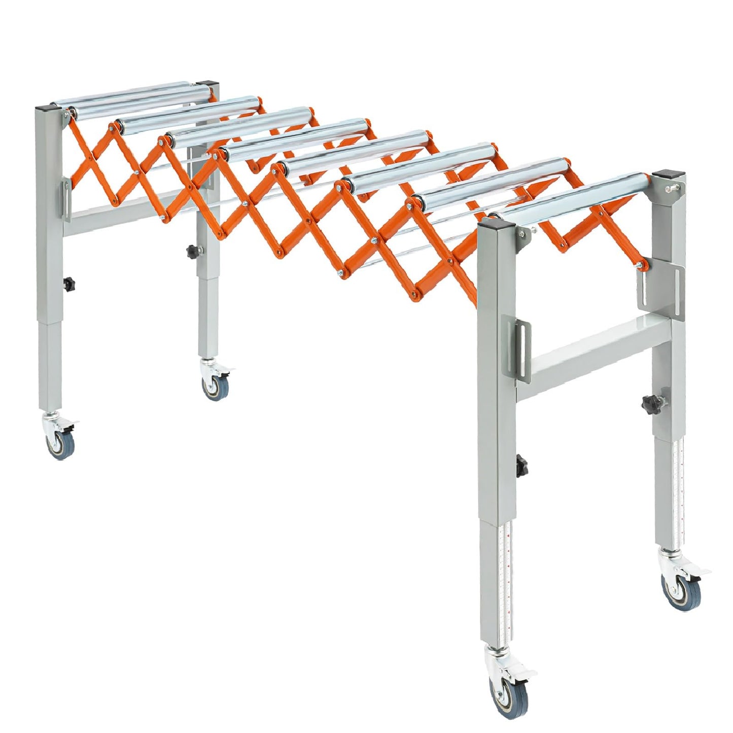 Large Adjustable Conveyor Roller Stand, Length 18"-51", Height 20"-31.5", 17" Wide Expandable Gravity Conveyors with Wheels, 110lbs Capacity, Iron Roller Conveyor Belt for Warehouse Factory