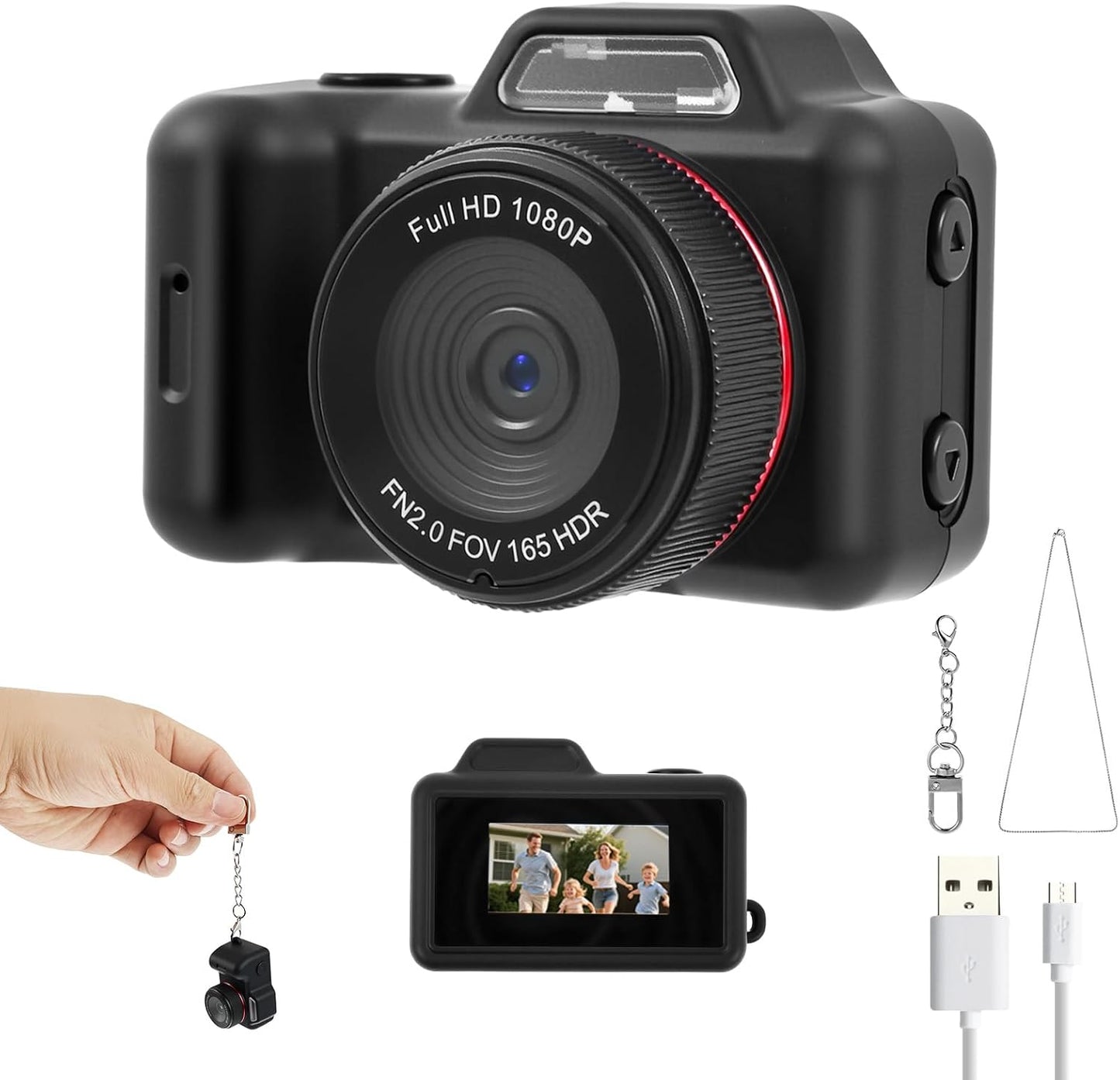 Fizocosisto 1080P Mini Camera Video, Mini Keychain Digital Camera Pocket Size,Recorder with Long Battery Life