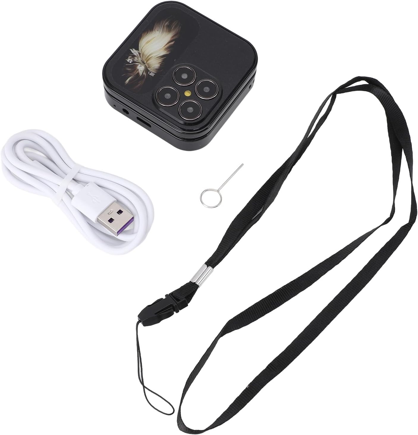 Brrnoo Flip Small Cell Phone Dual Nano SIM Media Player HD Rear Camera LED Flashlight GSM Network Seniors (Black)