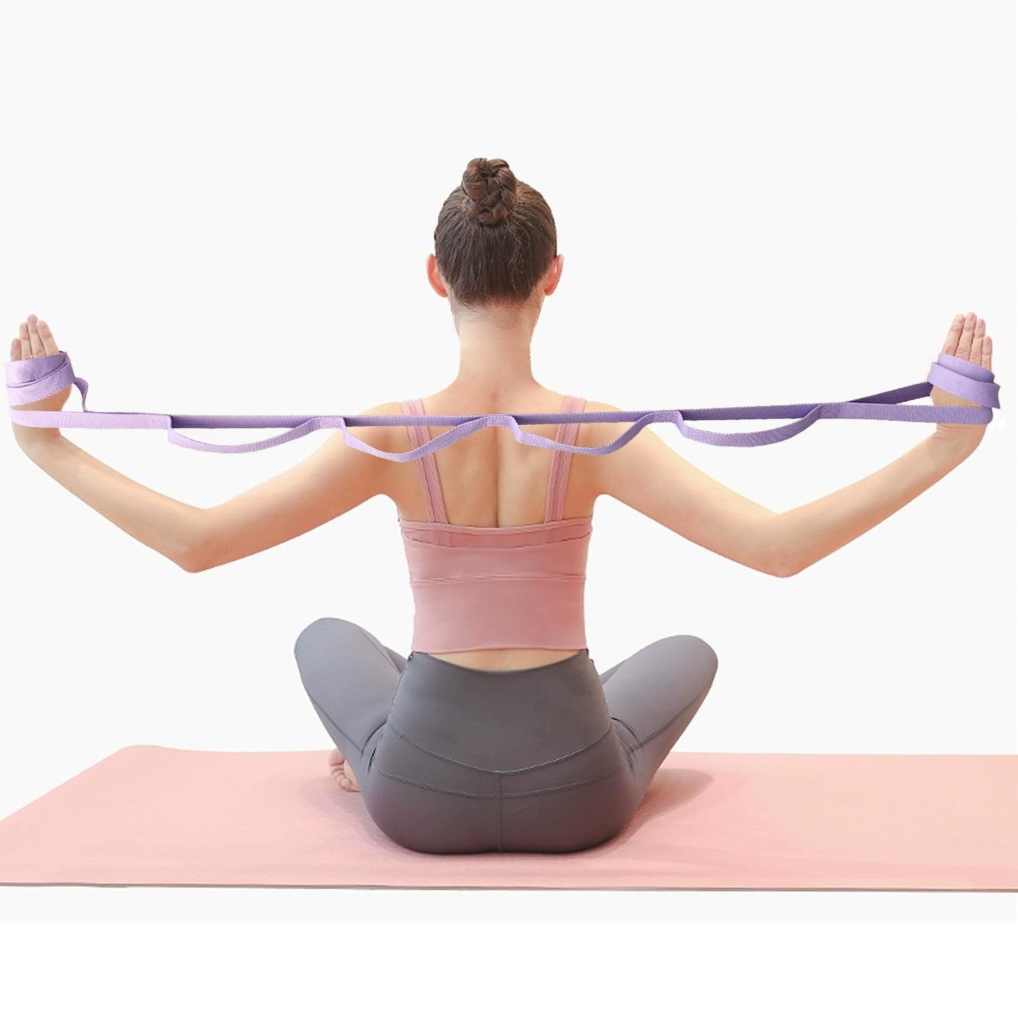 Aozora Yoga Strap Stretching Strap with Loops, Stretch Out Straps for Physical Therapy, 10 Loops Non-Elastic Exercise Strap for Pilates, Dance and Gymnastics with Workout Guide (1"W, 5pack-Multiple