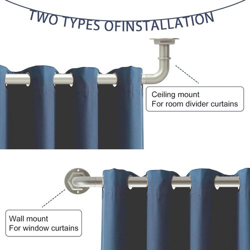 Byondeth Curtain Rods - Adjustable Blackout Wrap Around | 16 to 144 Inches, Brushed Nickel Finish