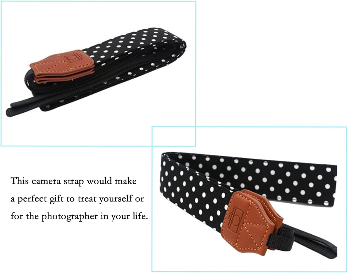Camera Strap Real Retro Belt for All DSLR Camera. Polka Dot style Universal SLR Strap, Adjustable Neck Shoulder Camera
