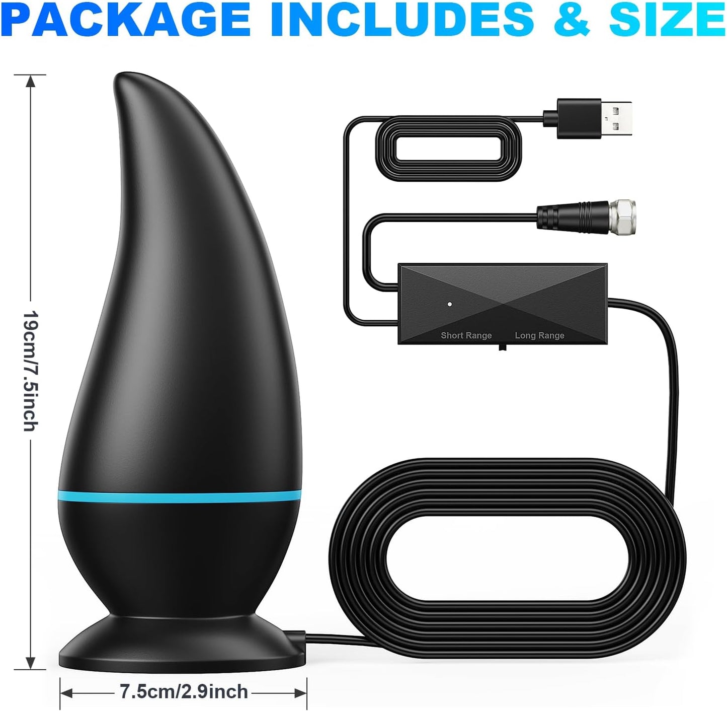 DAANT 4K 1080p Reception,13.5ft Indoor TV Antenna Long Range, Antenna for Smart TV Support Signal Coax HDTV Cable