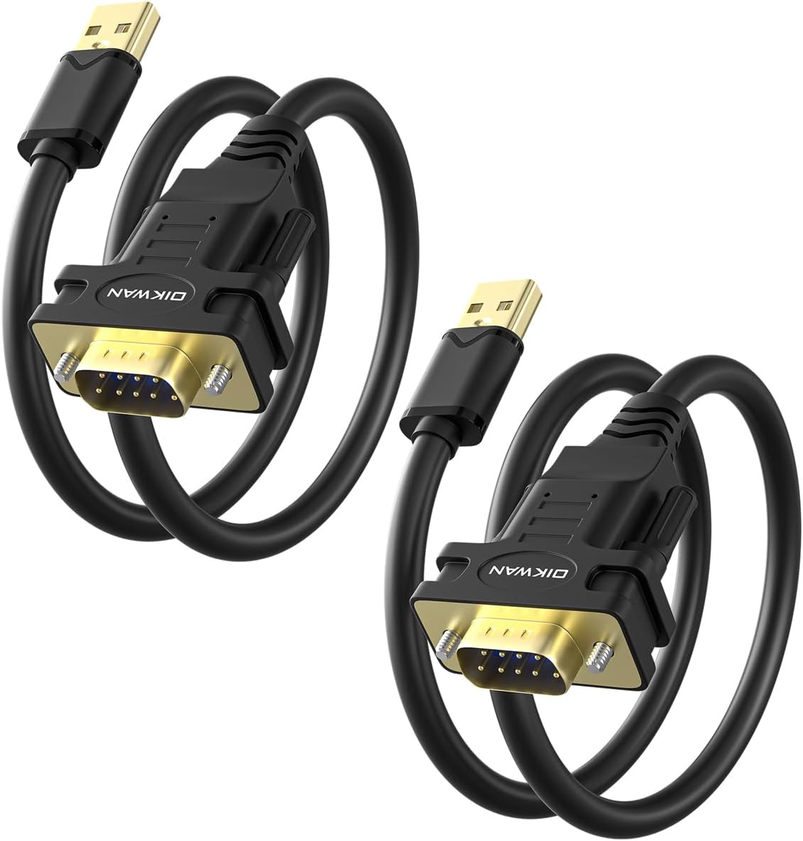 RS232 DB9 2-Pack USB to Serial Male Cable