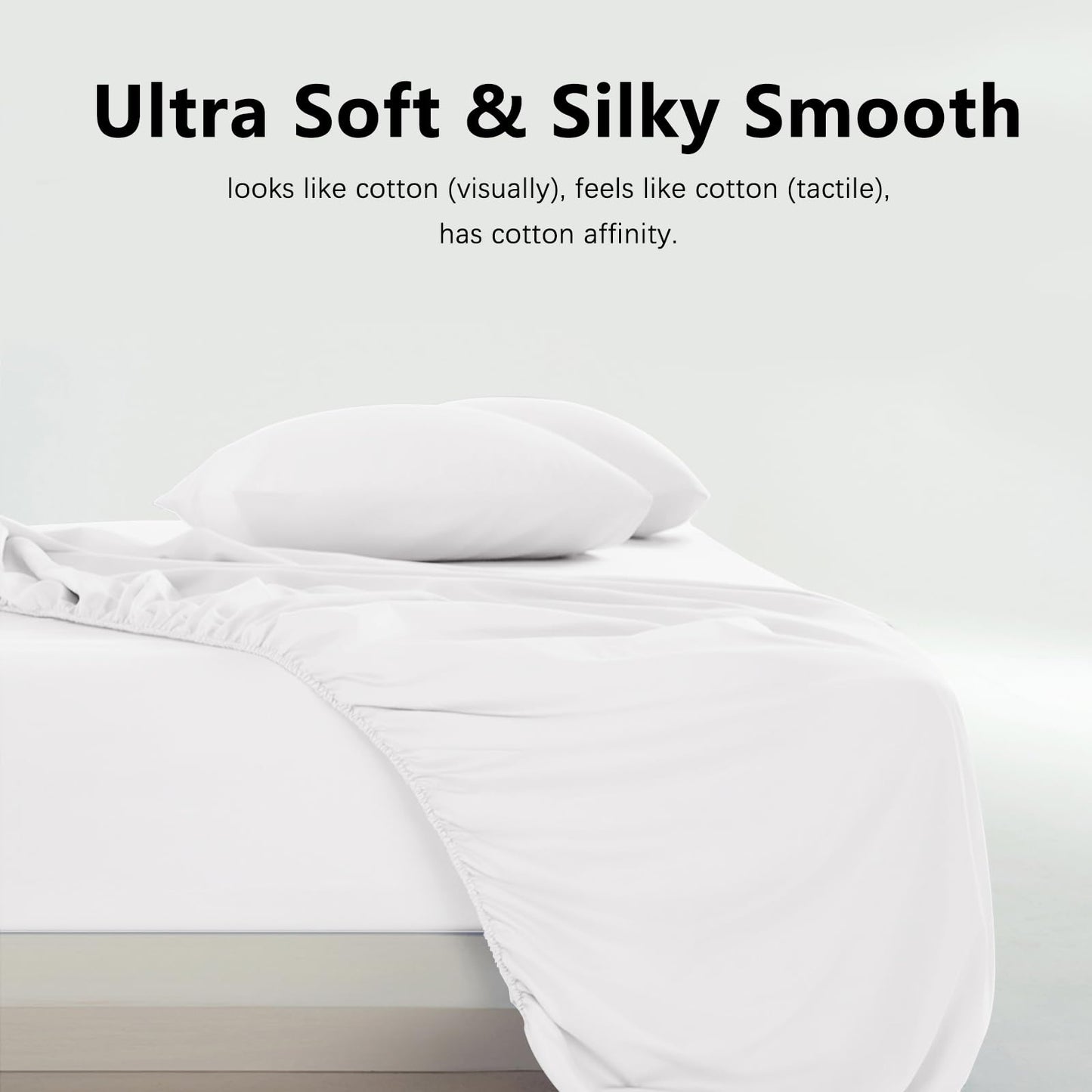 USXIBEI Queen Size 4 Piece Sheet Set - Hotel Luxury Bedding for Queen Size Bed - Soft and Breathable Bed Sheets Set - Deep Pocket Sheets,Wrinkle & Fade Resistant(Queen, White)