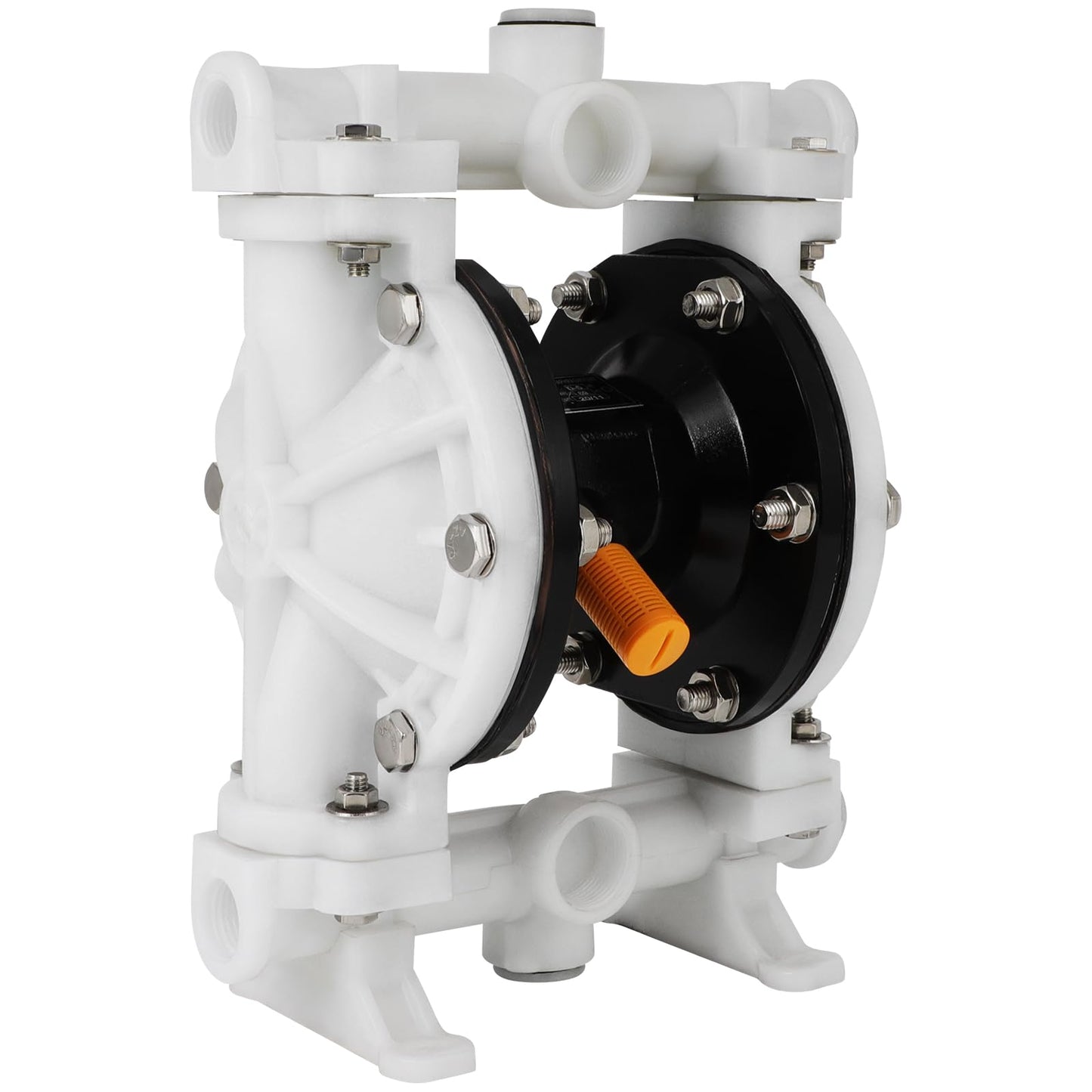 Air-Operated Double Diaphragm Pump, 1/2 in Inlet & Outlet, QBK-15, 12 GPM & Max 120PSI, PTFE Diaphragm Pneumatic Transfer Pump for Petroleum, Diesel, Grease & Low Viscosity Fluids