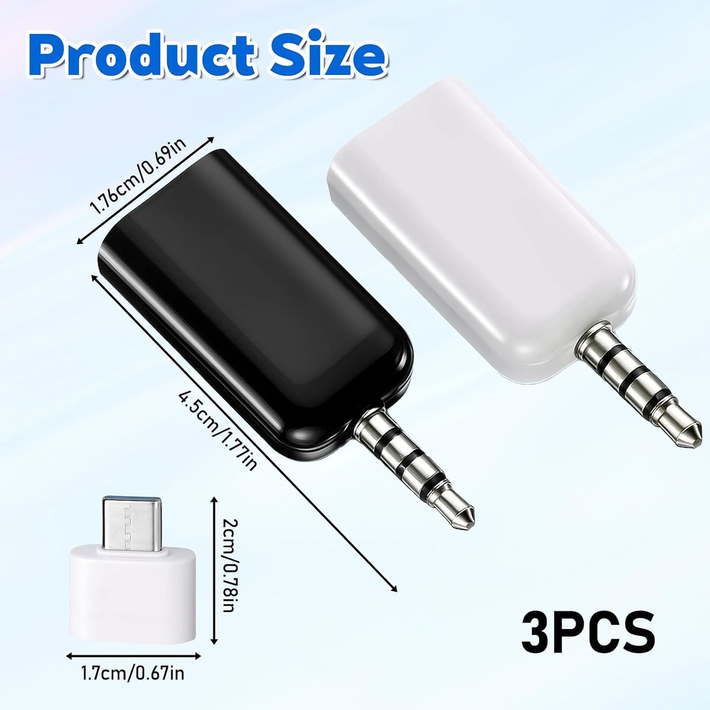 Qulkws 2 3.5mm MP3 Pcs AUX to USB Adapter AUX to Audio Adapter USB A Female to Male Audio Converter Jack Plug for USB