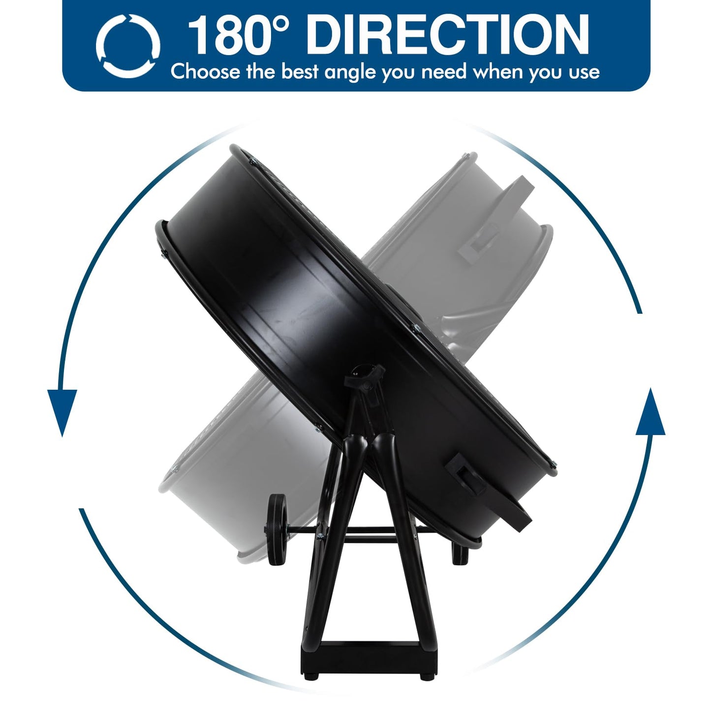 BILT HARD 24" 8100 CFM High Velocity Drum Fan, 3 Speeds Heavy Duty Tilt Metal Floor Shop Fan, Commercial Industrial Use for Garage, Factory, Warehouse, Black