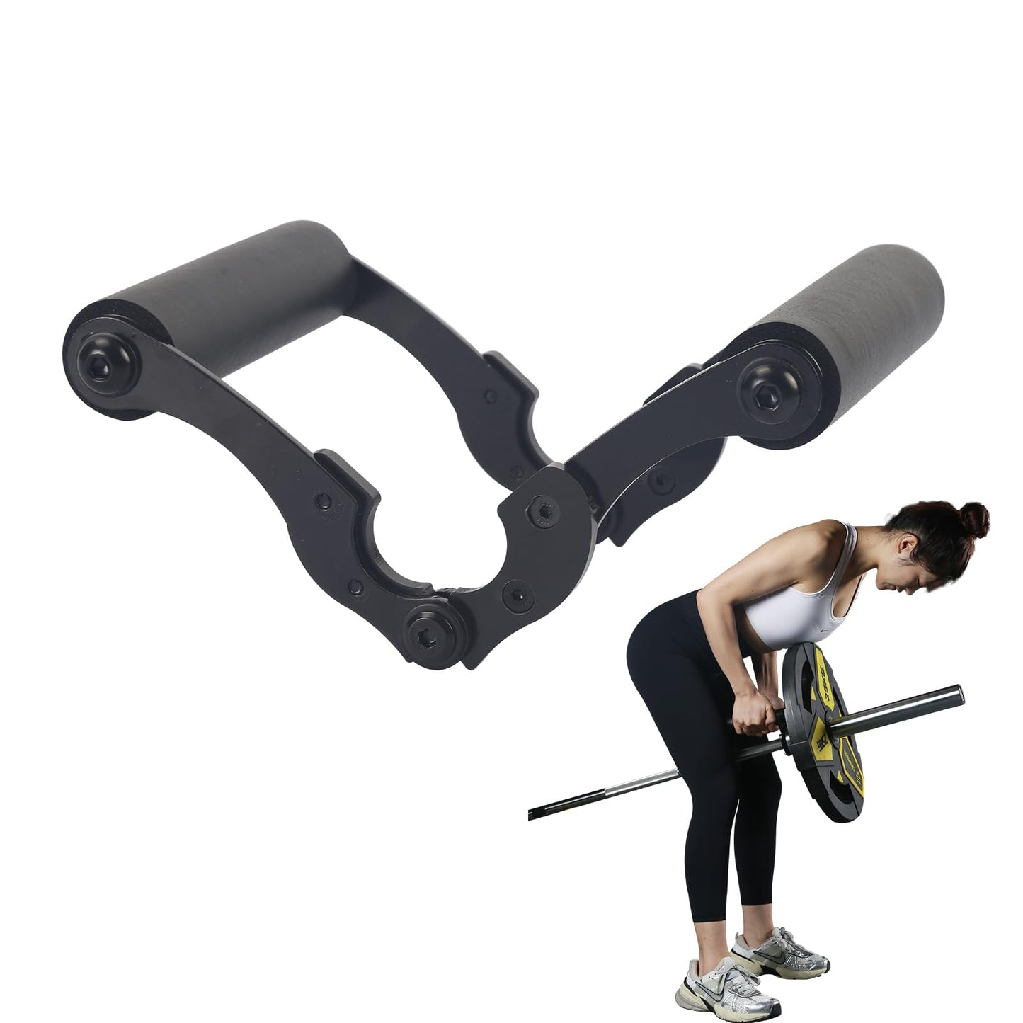 KYLINFIT V Bar Row Landmine Handle Attachment for Barbell Bars，Solid Mine Double D Row Handle Grips with Non-Slip Rubber Grips, T-Row Attachment for Olympic Strength Training Bars