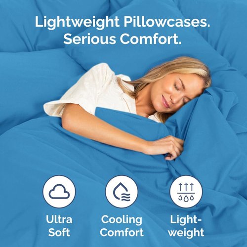 King Pillow Cases by [Brand Name] - Ultra Soft Hotel Quality Covers | Cozy, Wrinkle-Free & Fade Resistant - Denim Blue, Set of 2