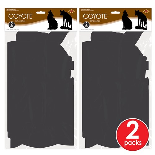 Beistle 4 Piece Black Silhouette Wild West Coyote Cut Outs for Cowboy Party Western Theme Decorations, Made in USA Since 1900