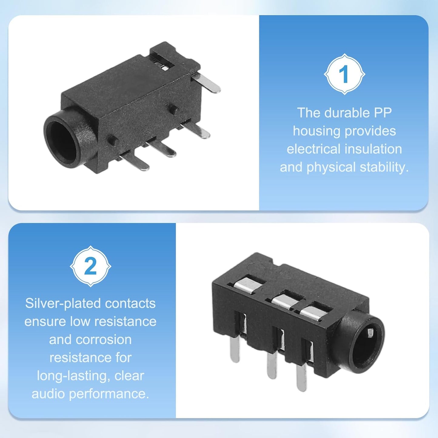 12Pcs 1/8" 3.5mm 4 PJ-320A MP3/MP4 uxcell Stereo Jack Socket, Pin PCB Mount Female Socket Headphone Audio Connector