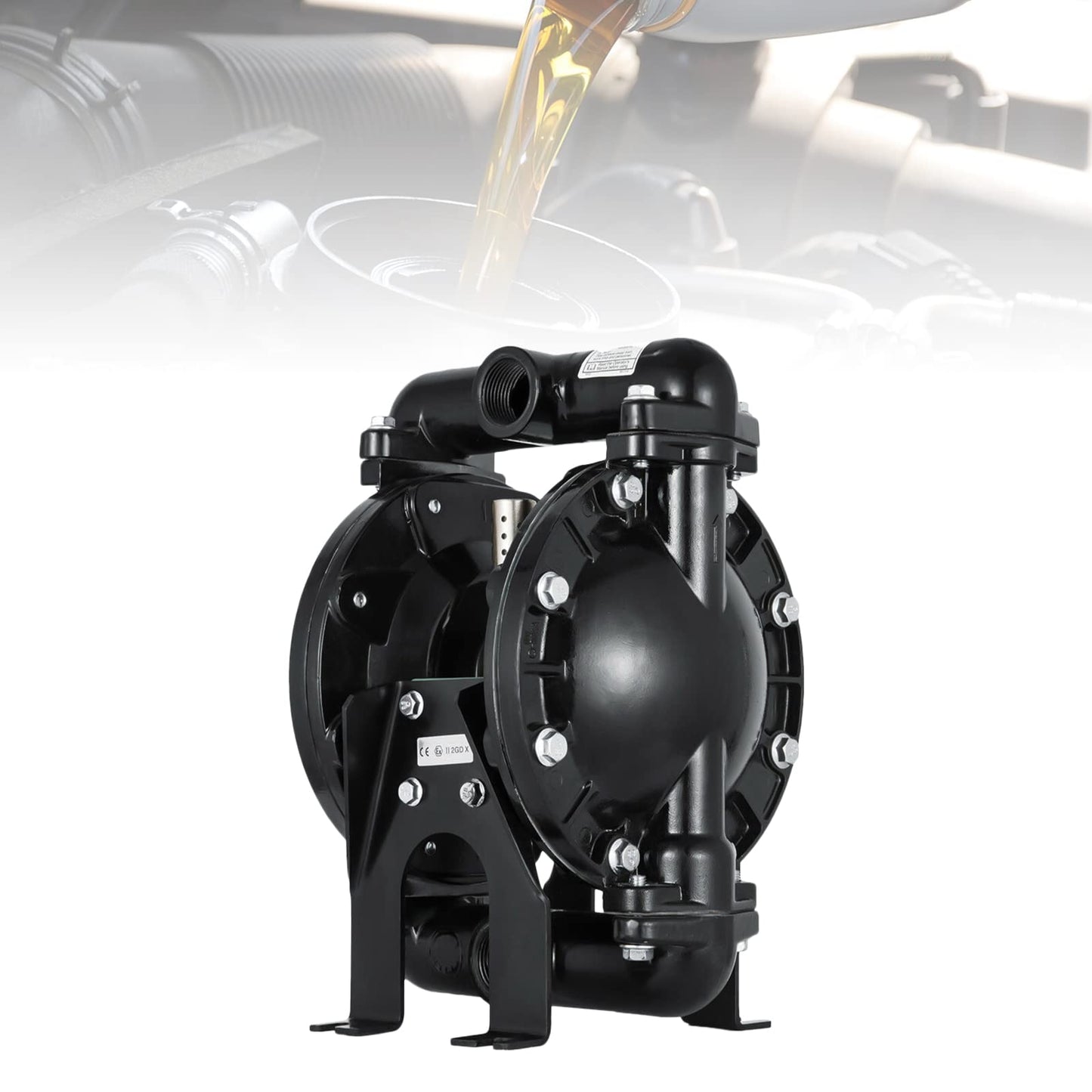 Air-Operated Dual Diaphragm Pump 1-inch Inlet & Outlet Waste Oil Diesel Air Operated Double Diaphragm Pump 35GPM Heavy Duty Pneumatic Diaphragm Transfer Pump 120PSI 150 ℉ for Industrial