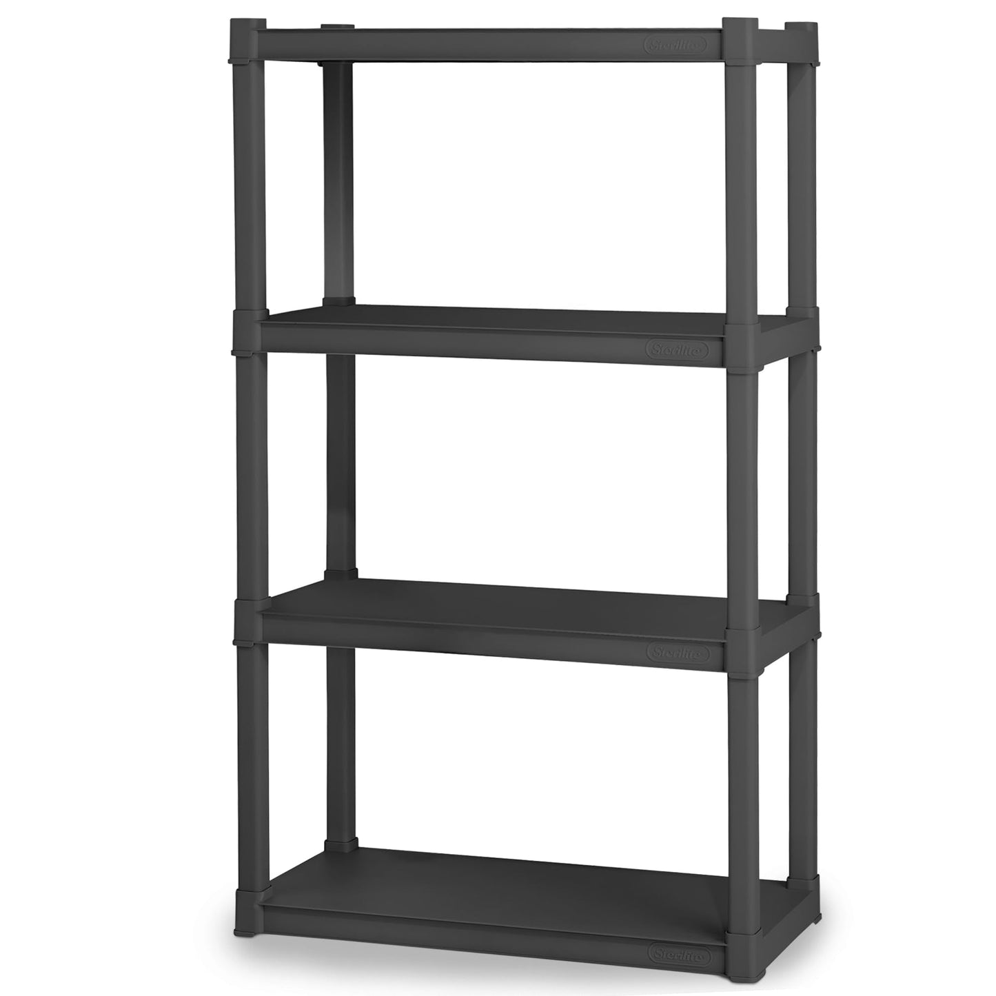 Sterilite 2-Pack 4 Shelf Unit, Heavy-Duty Shelving Storage and Utility Rack - Standing Plastic Organizer Shelves for Kitchen, Bathroom, and Garage