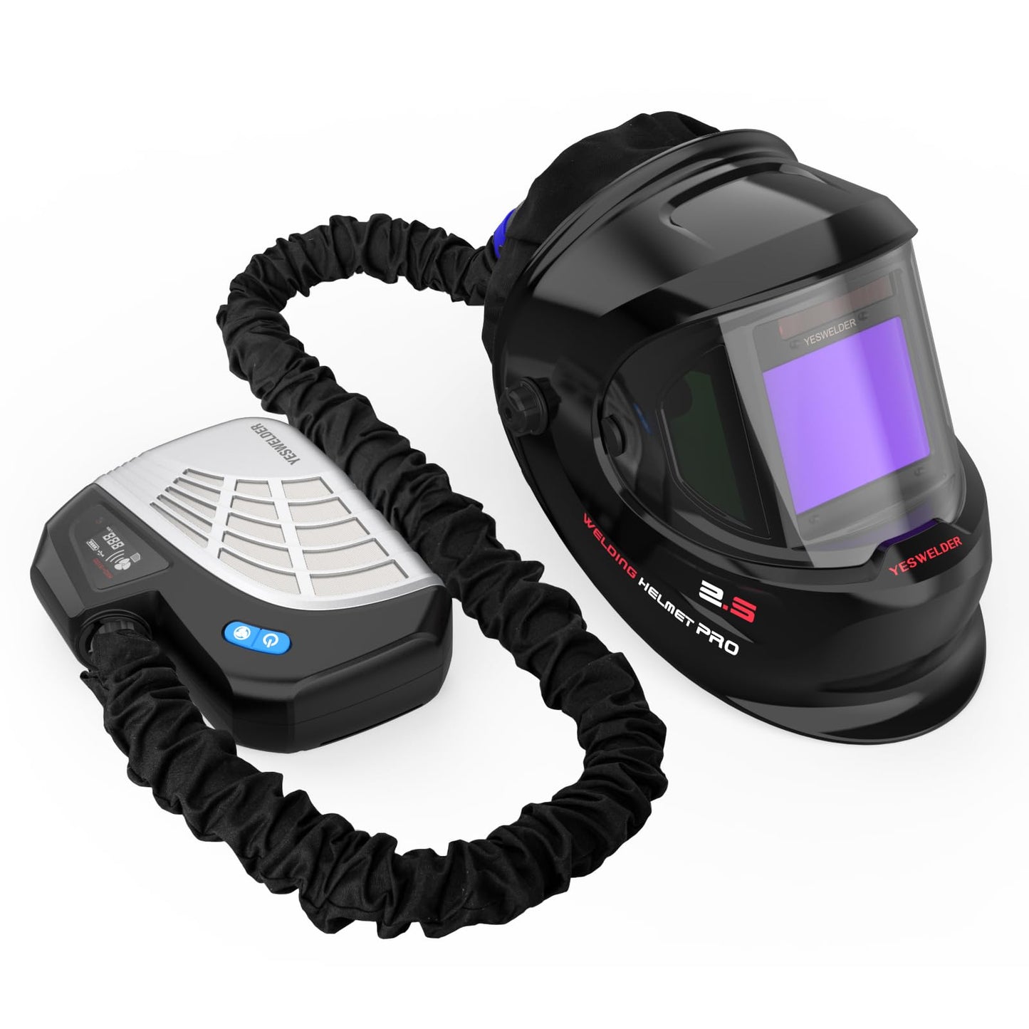 YESWELDER Powered Air Purifying Respirator Auto Darkening Welding Helmet LYG-Q800D Welder Hood