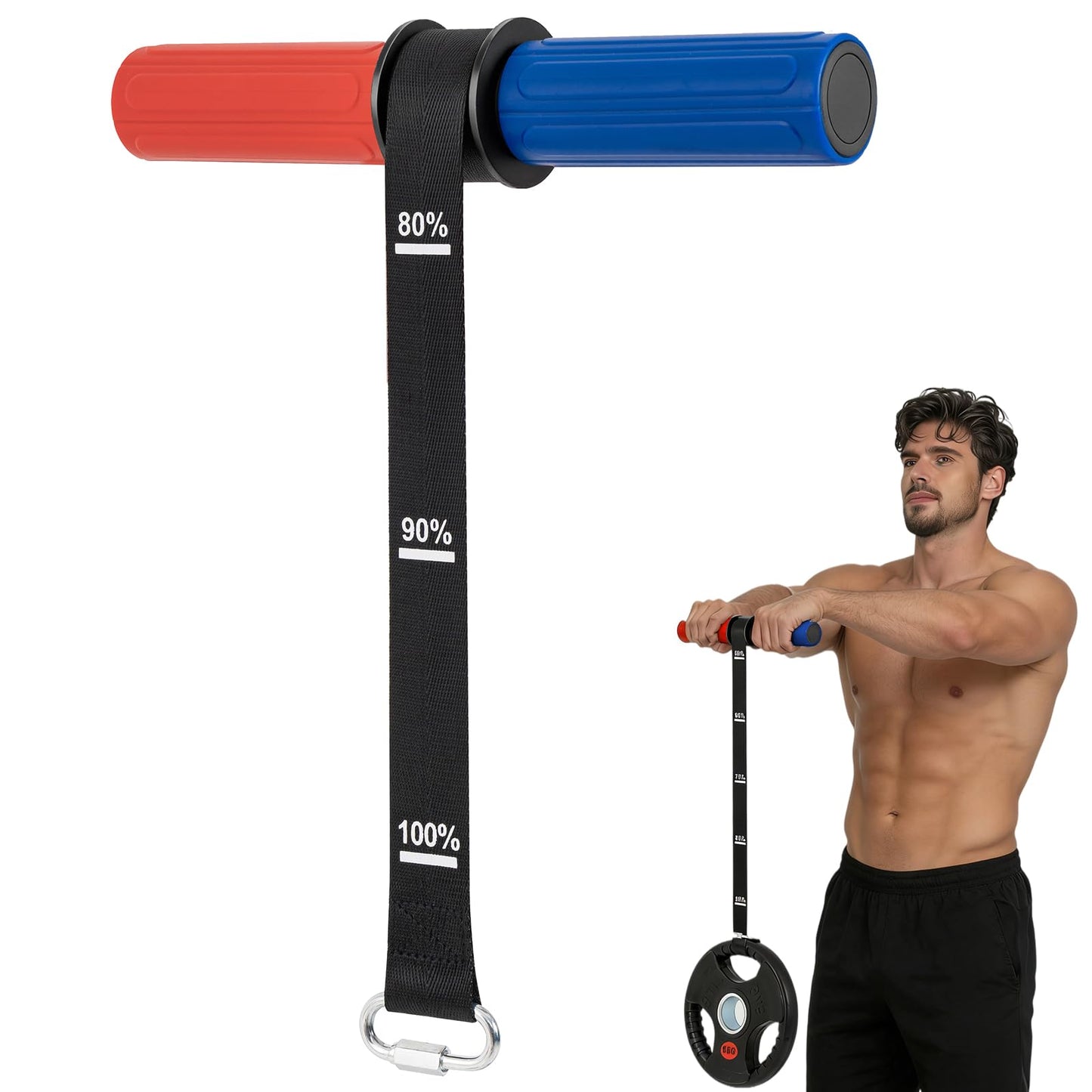 LIZAAL Forearm Strengthener & Wrist Roller，Forearm Exerciser with Thicker Silicone Handle, Forearm Trainer with Heavy-Duty Nylon Strap, Ideal for Muscle building,Grip Strength and Recovery Training - Red & Blue