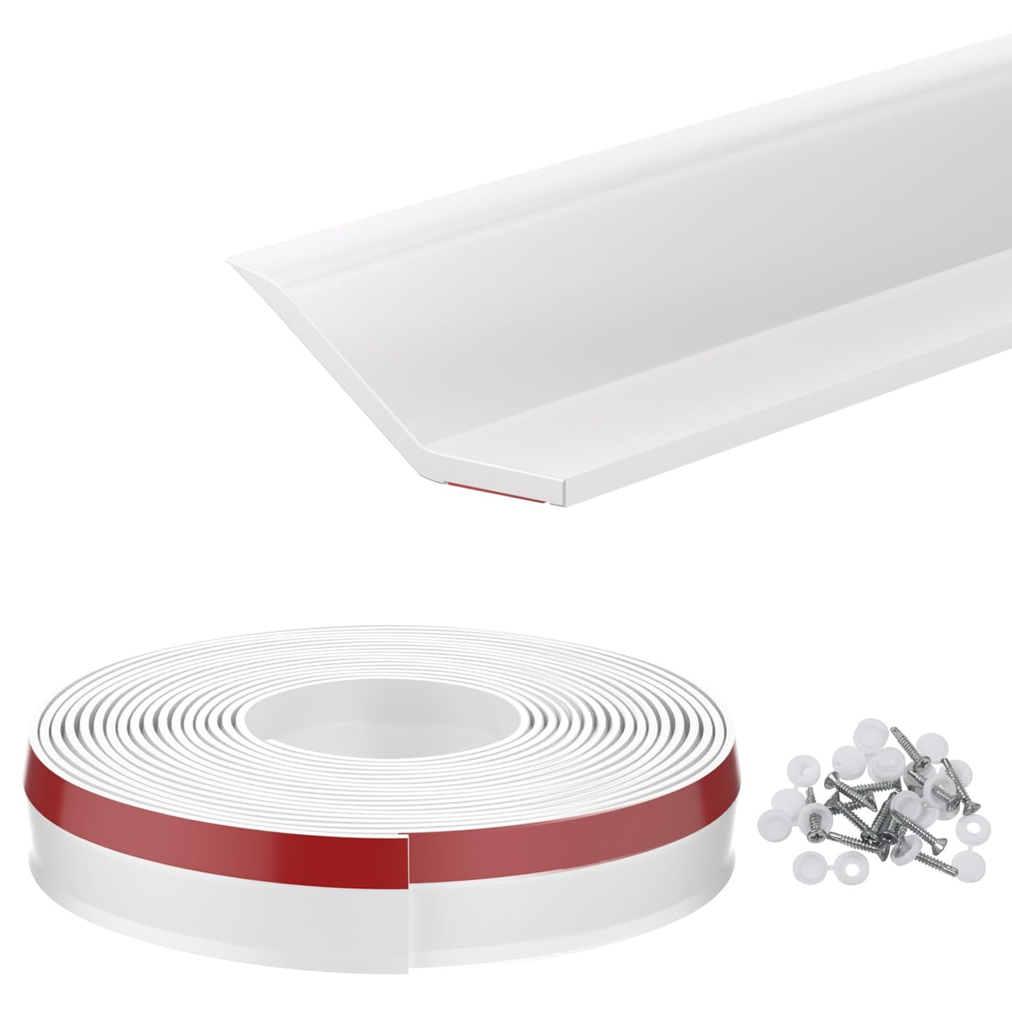 Garage Door Seal Top and Sides, 40 FT Garage Door Weather Stripping Side Seal, Universal Weatherproofing TPE Trim Seals Weather Strip White