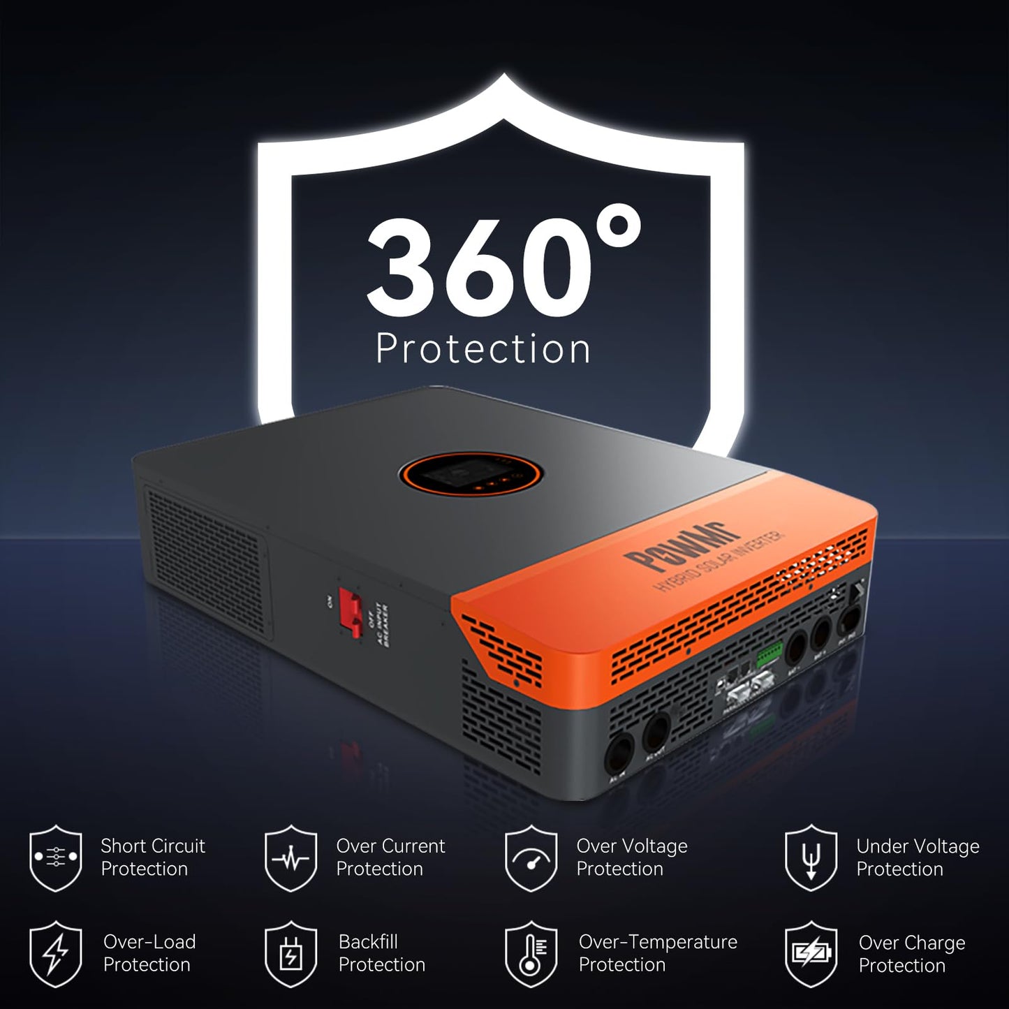 PowMr 10000W Solar Inverter 48V to 110V/240V Split Phase Pure Sine Wave Hybrid Inverter with 200A MPPT Controller, Support Parallel 6 inverters, for Lead Acid/Lithium Battery and Batteryless Run