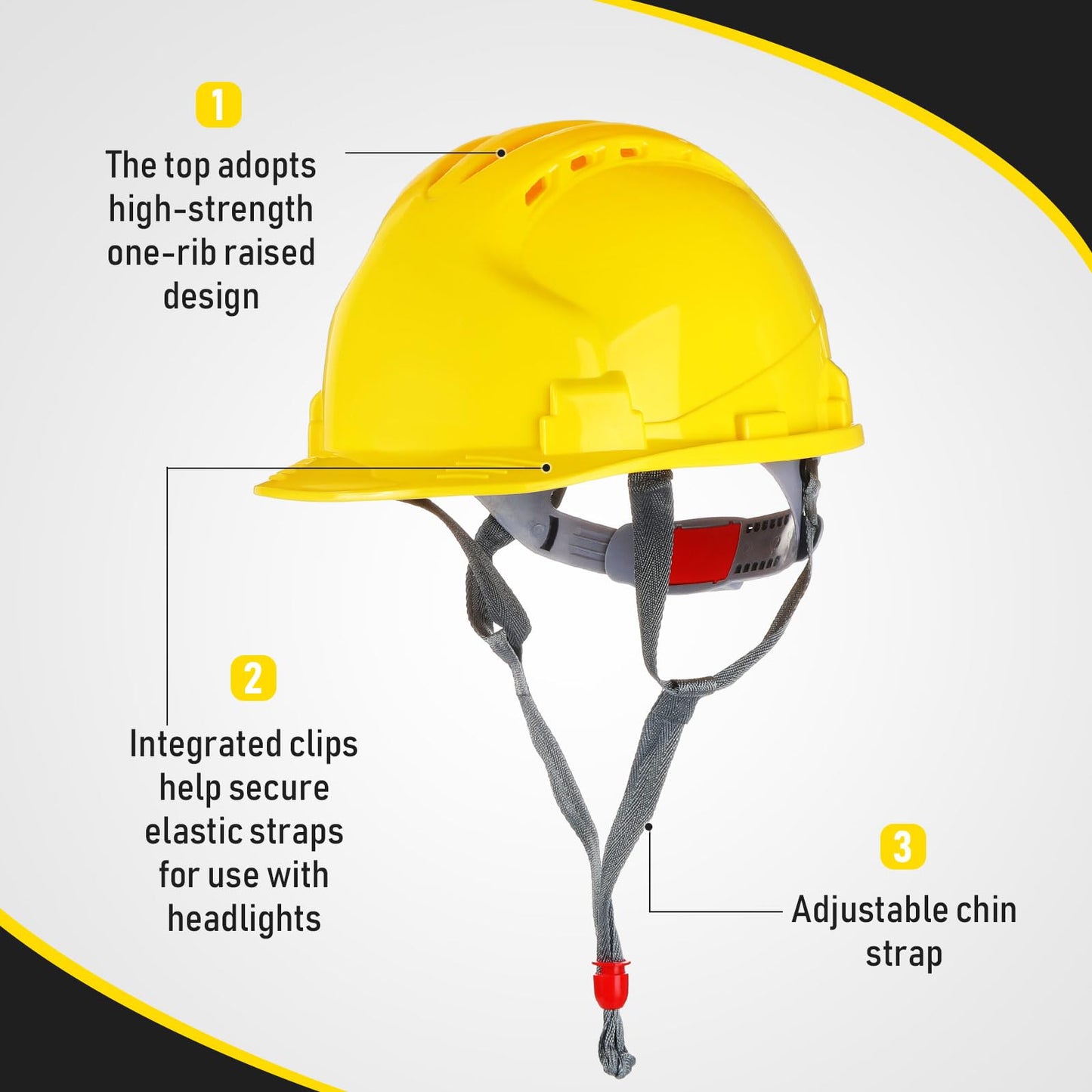 Leumoi 14 Pieces 4 Pt. Suspension Hard Hat Bulk Safety Helmets ABS Construction Hardhats Adjustable Ratchet Hard Hats with Vents and Cotton Brow Pad for Men Work Head Protection Supplies(Yellow)